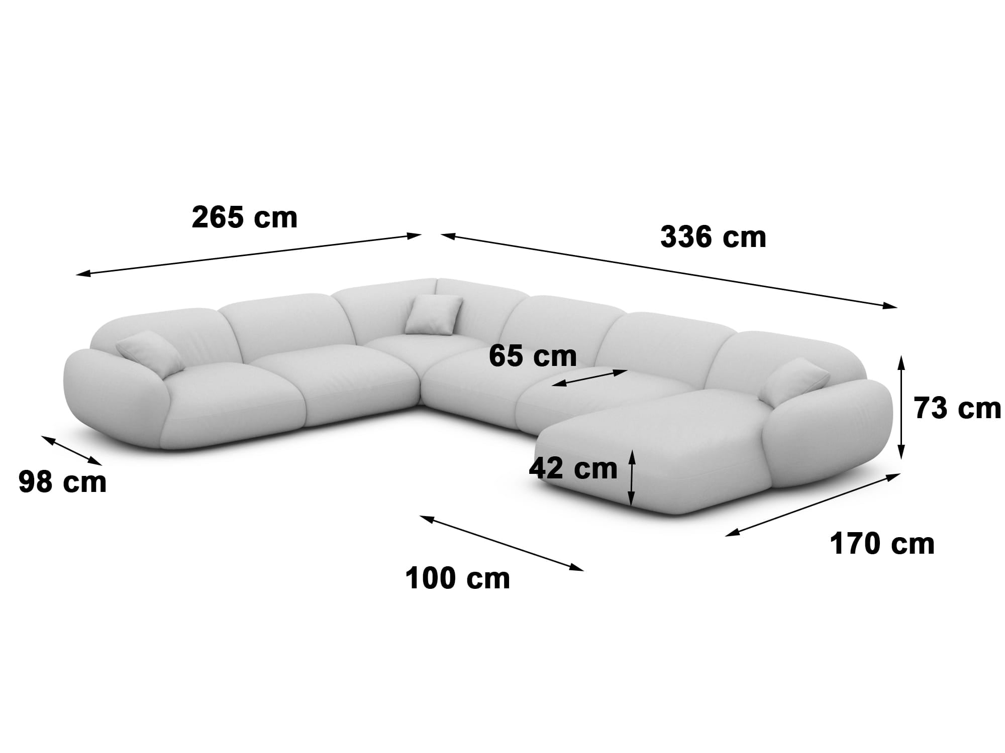 Wohnlandschaft Alcazar XXL U-Form in Stoff Dunkelblau
