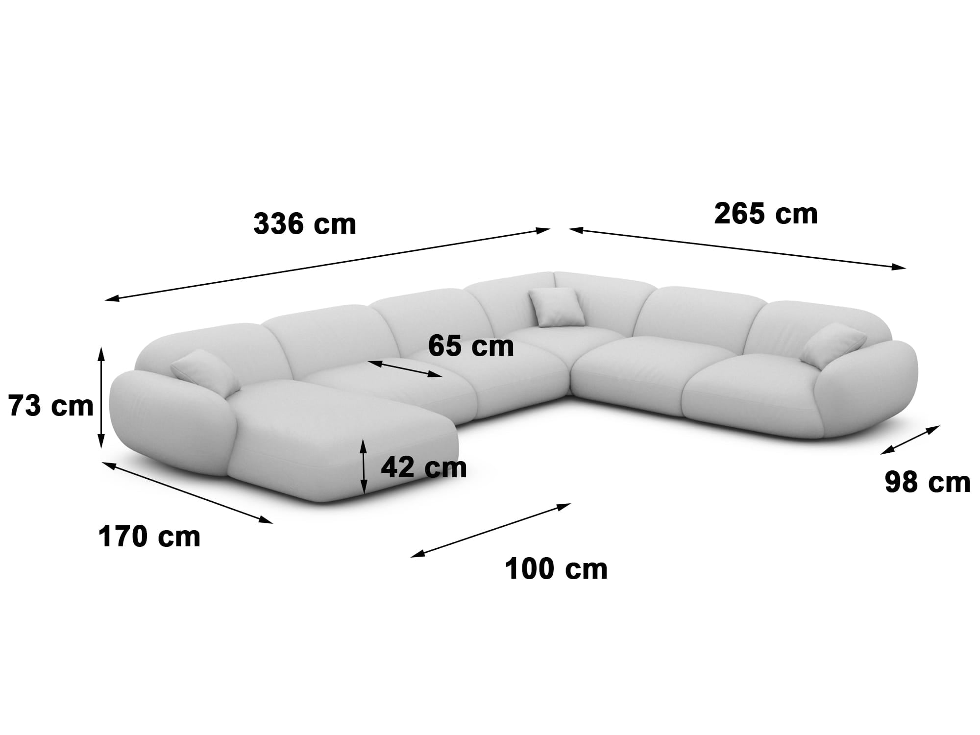 Polster Wohnlandschaft Alcazar XXL U-Form Schwarz