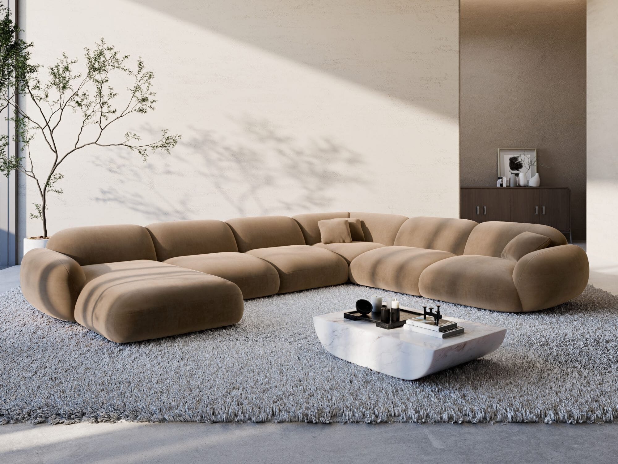 Polster Wohnlandschaft Alcazar XXL U-Form Braun