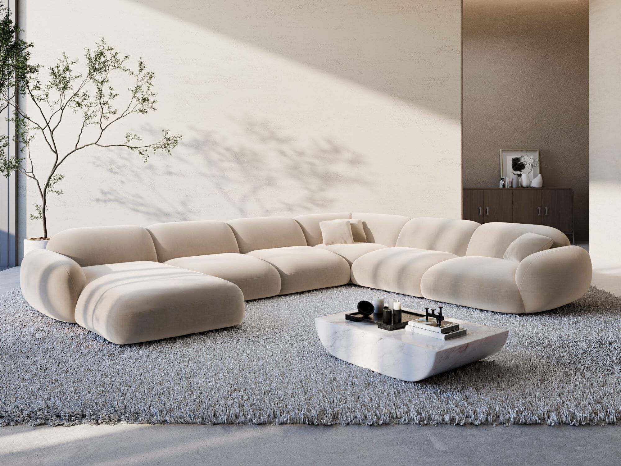 Polster Wohnlandschaft Alcazar XXL U-Form Creme