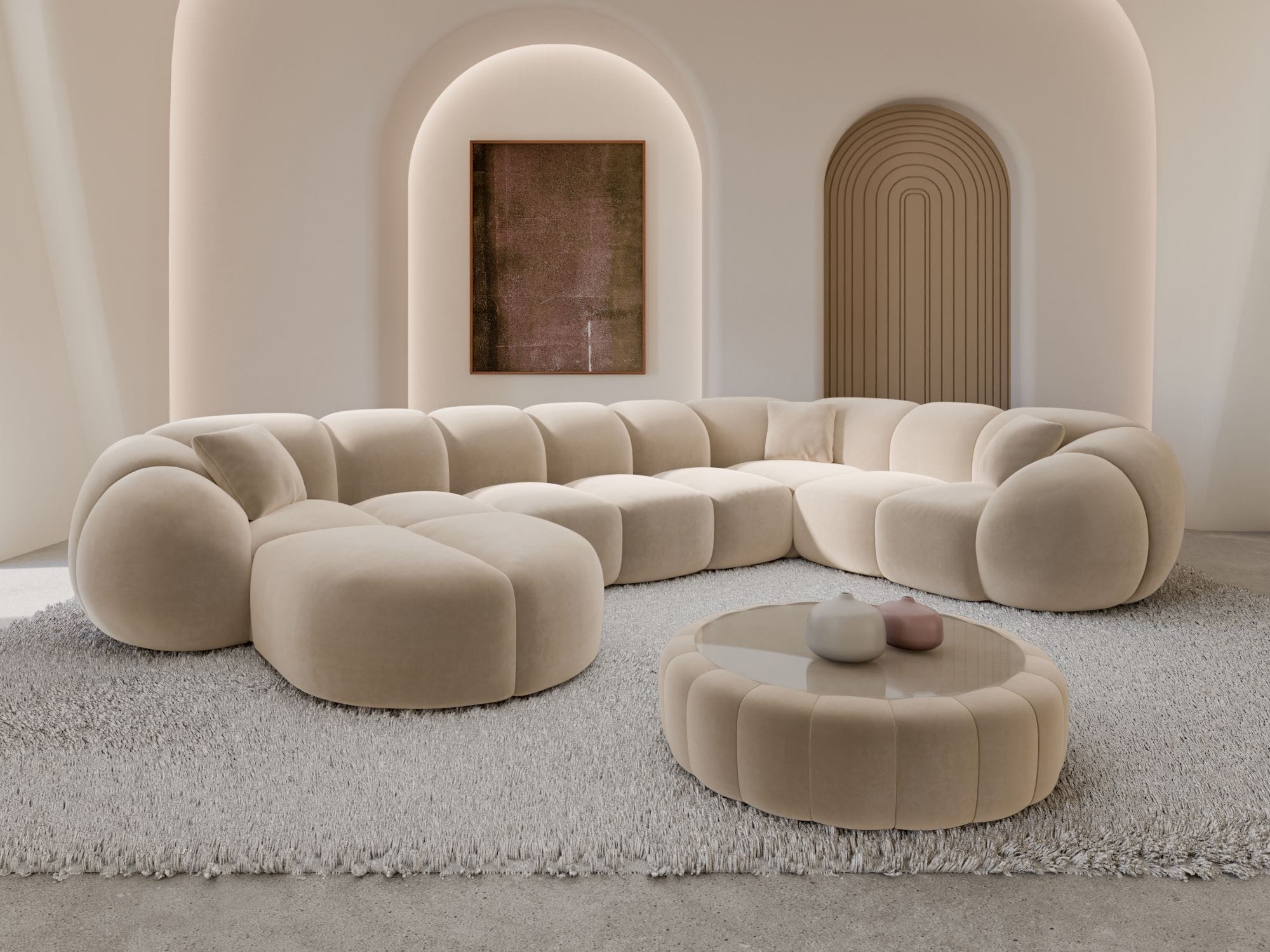 Polster Wohnlandschaft Valderosa XL U-Form Creme