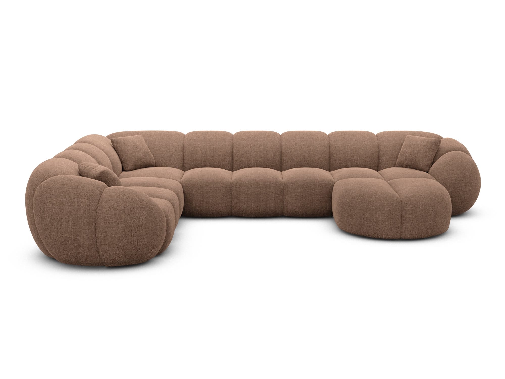 XXL Wohnlandschaft Valderosa U-Form aus Stoff Braun
