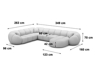 XXL Wohnlandschaft Valderosa U-Form aus Stoff Braun
