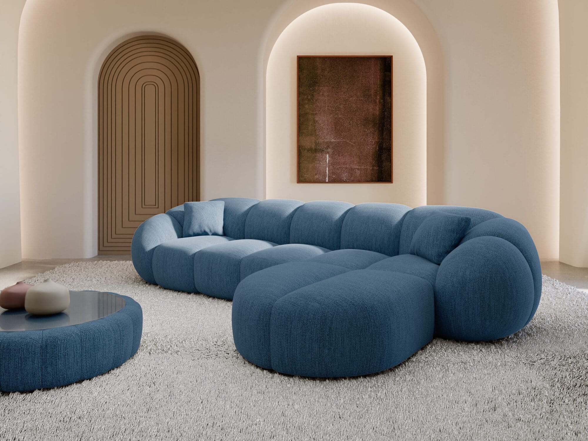 Stoff Ecksofa Valderosa L-Form Dunkelblau