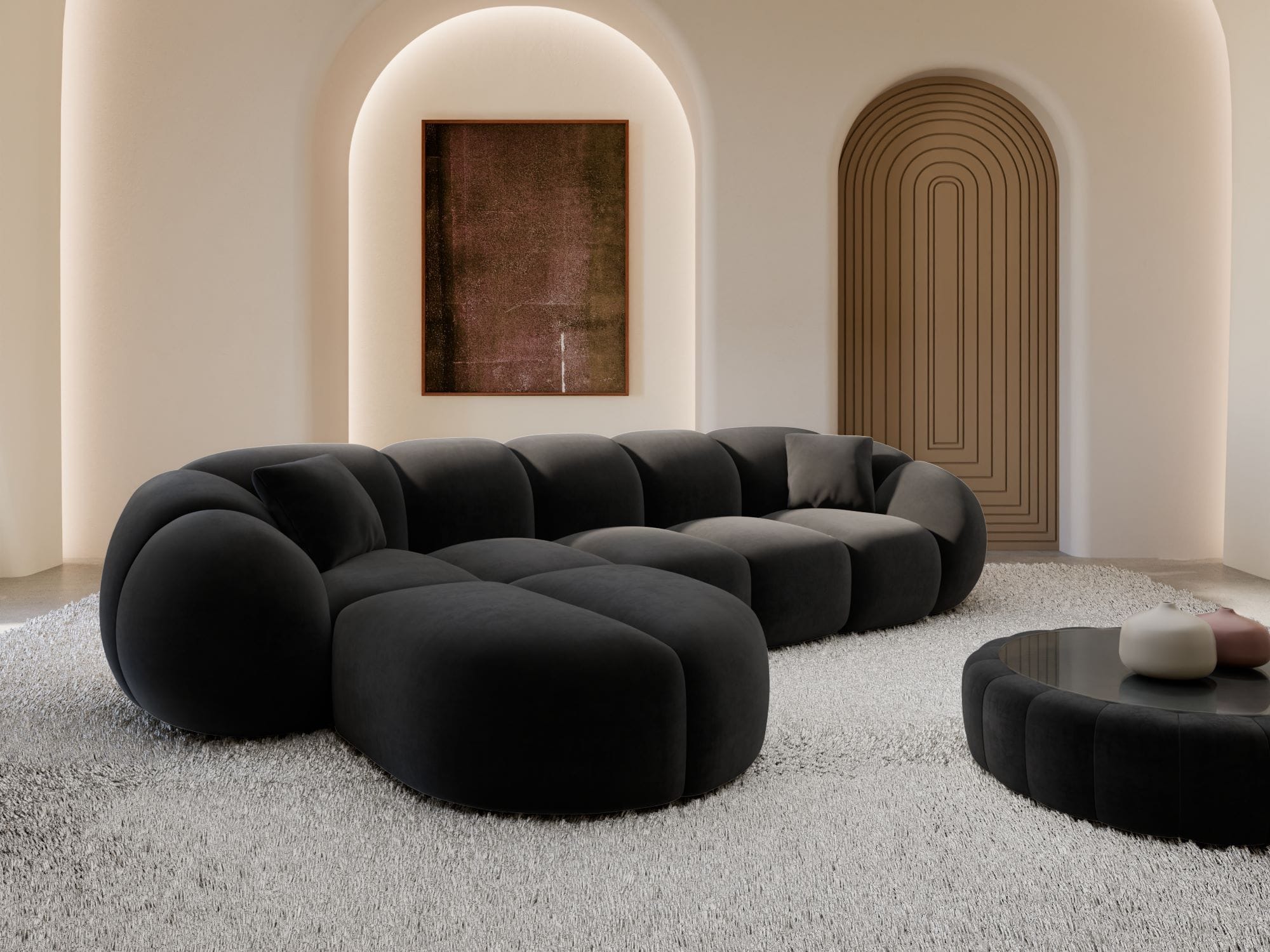 Polster Ecksofa Valderosa L Form kurz Schwarz