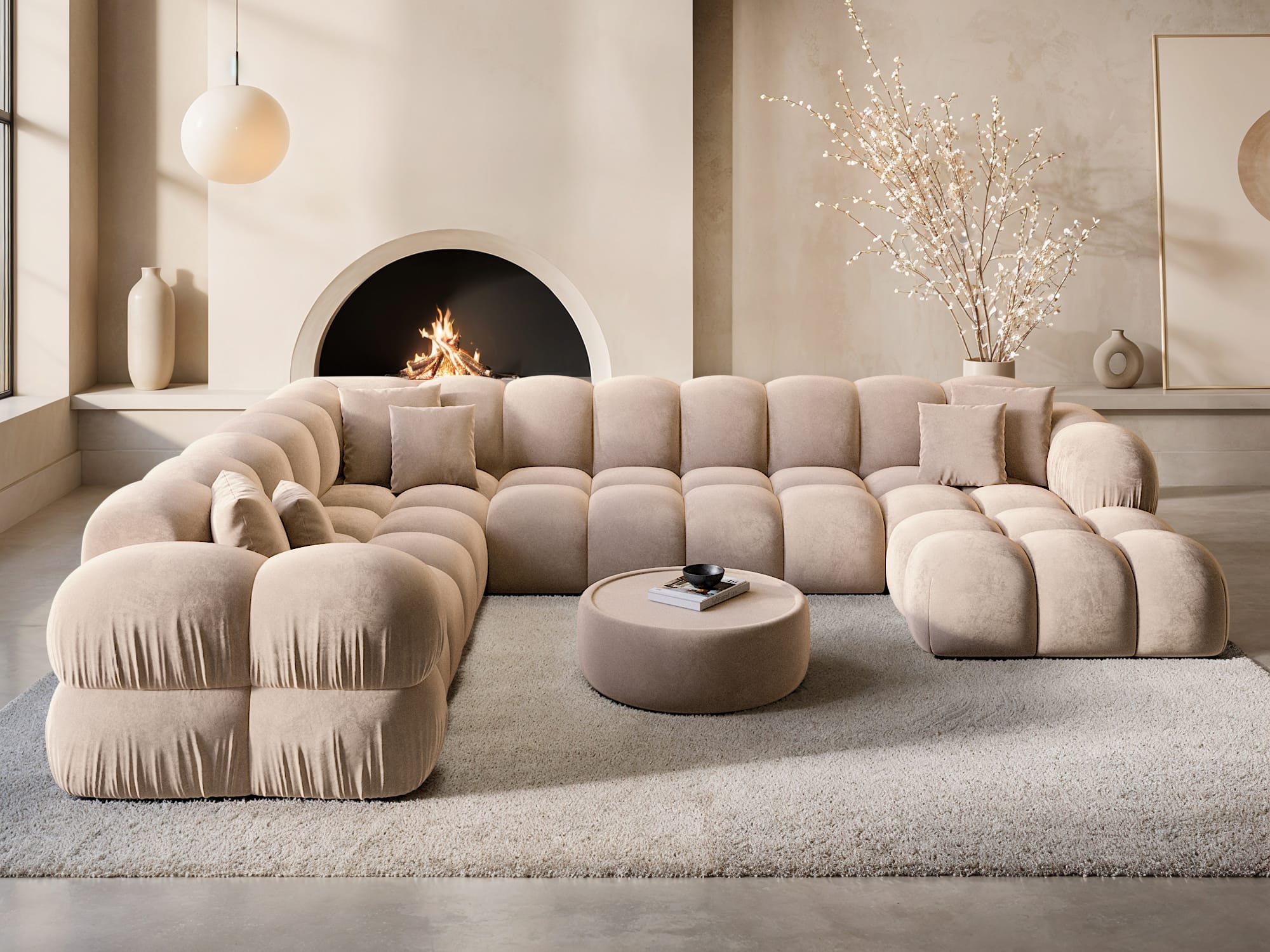 Polster Wohnlandschaft Monteverde XXL U-Form Beige