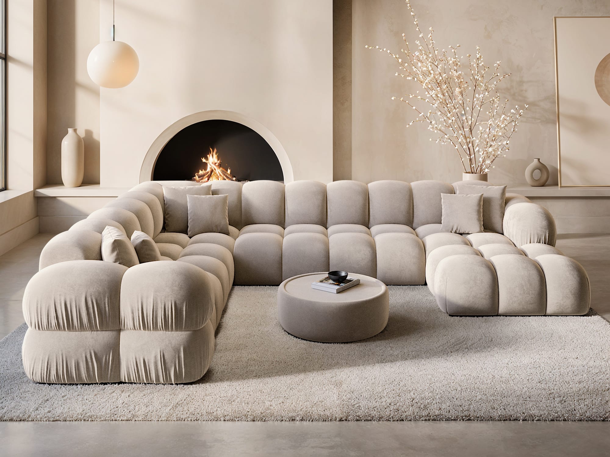 Polster Wohnlandschaft Monteverde XXL U-Form Creme