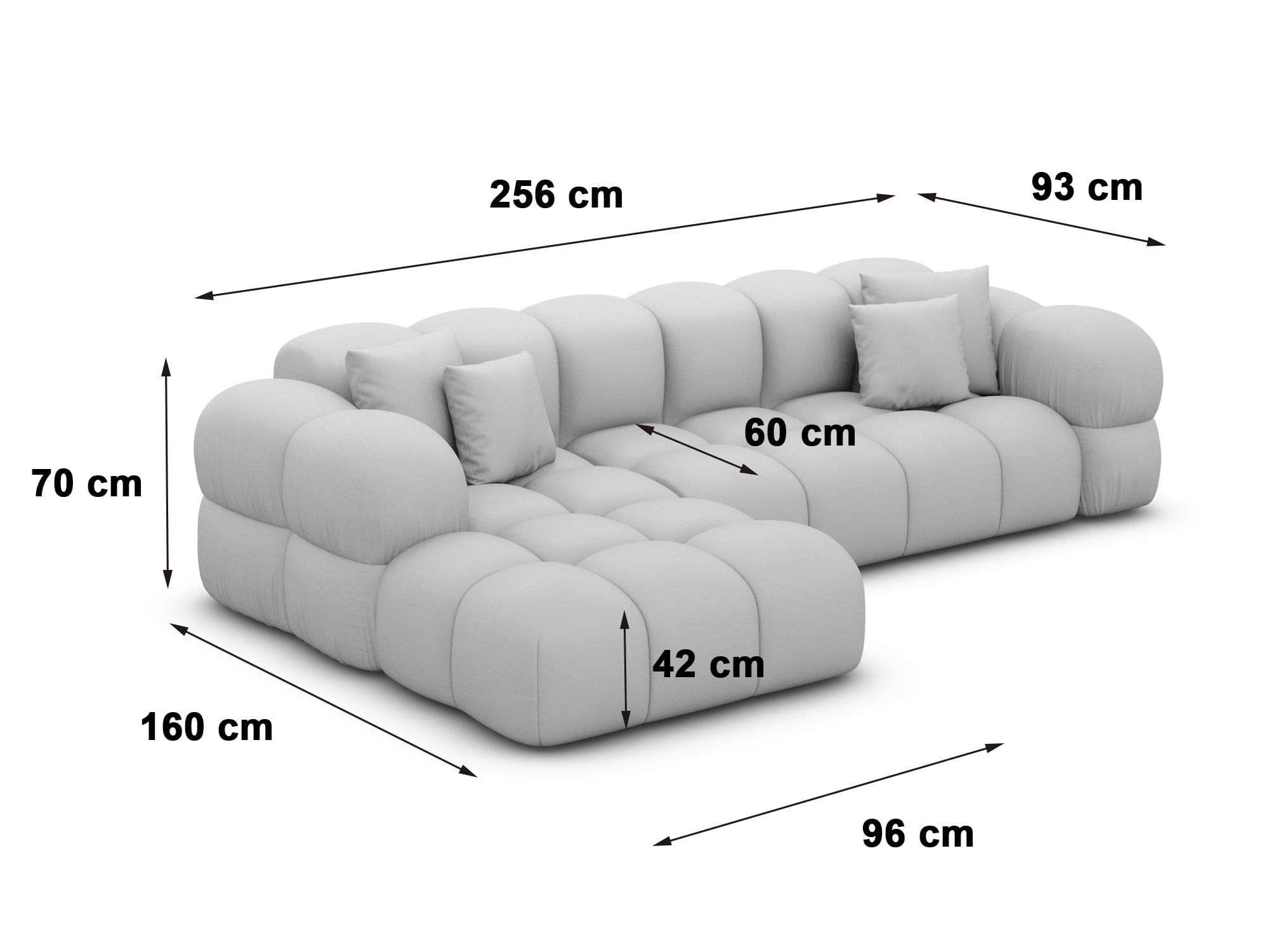 Stoff Ecksofa Monteverde L-Form Dunkelblau