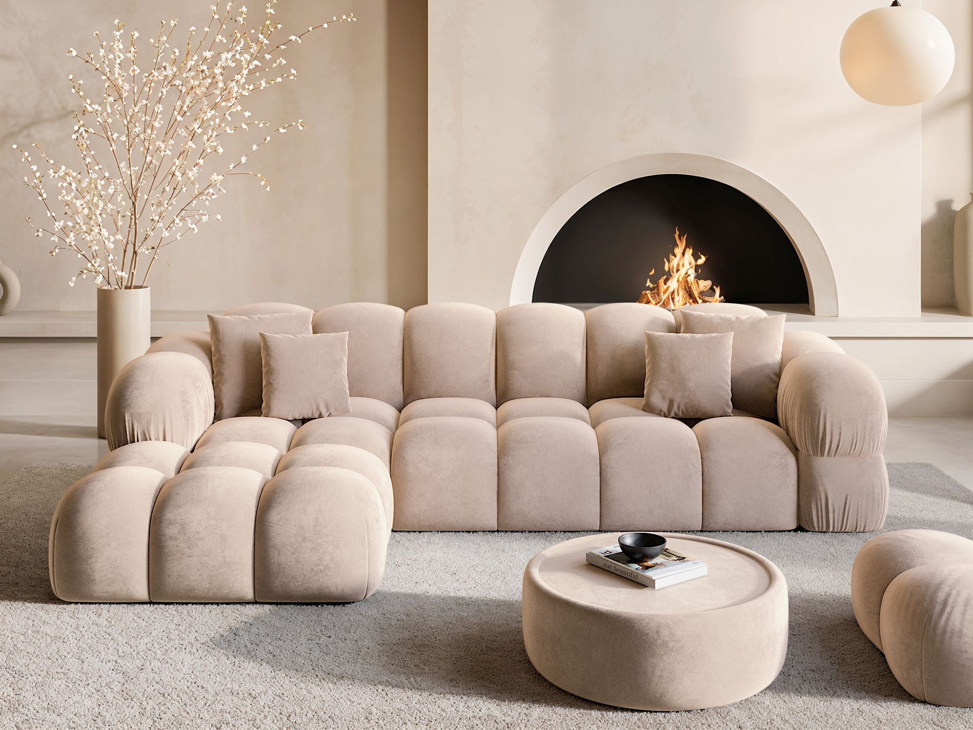Polster Ecksofa Monteverde L Form kurz Beige