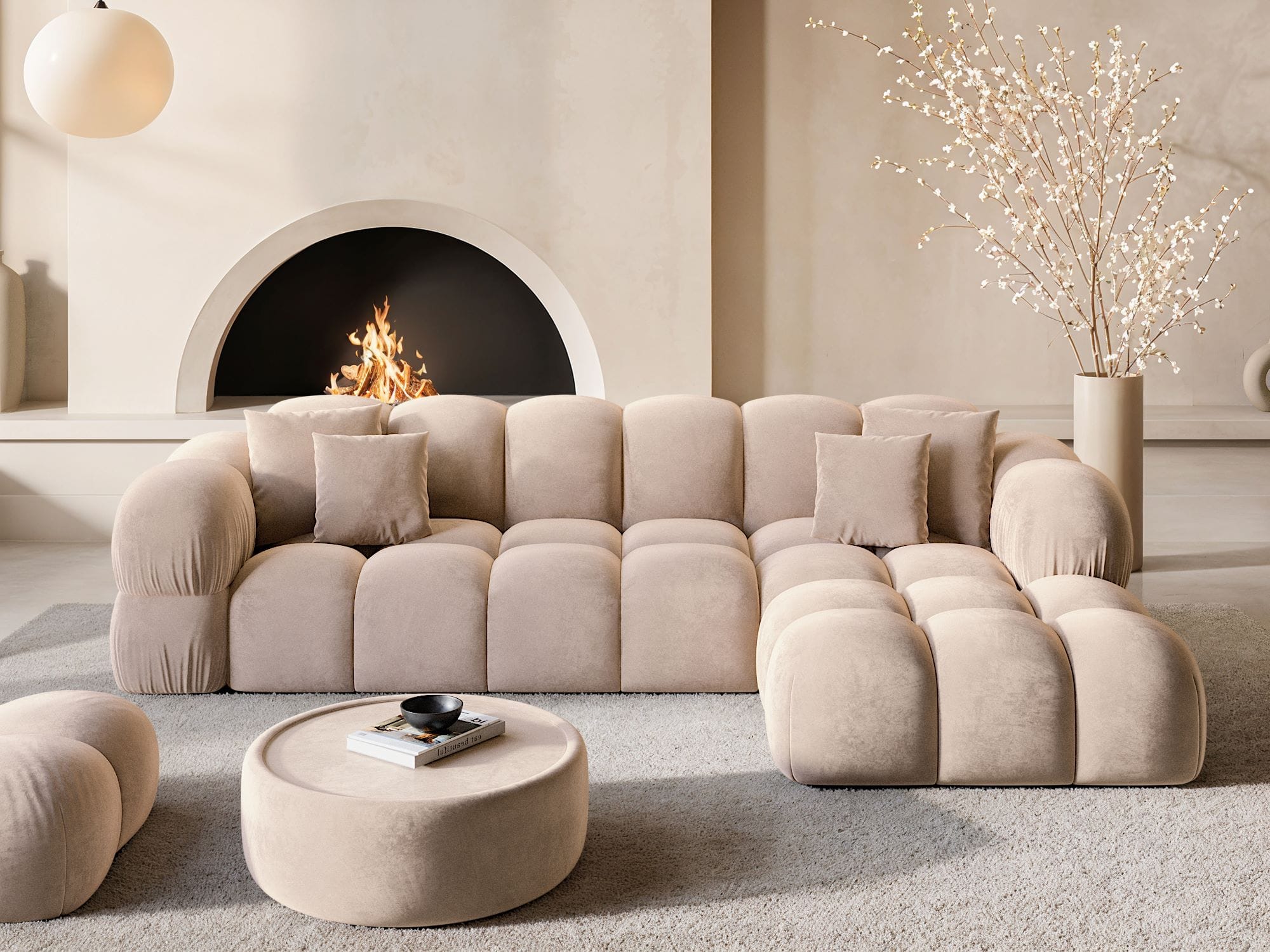 Stoff Ecksofa Monteverde L Form beige