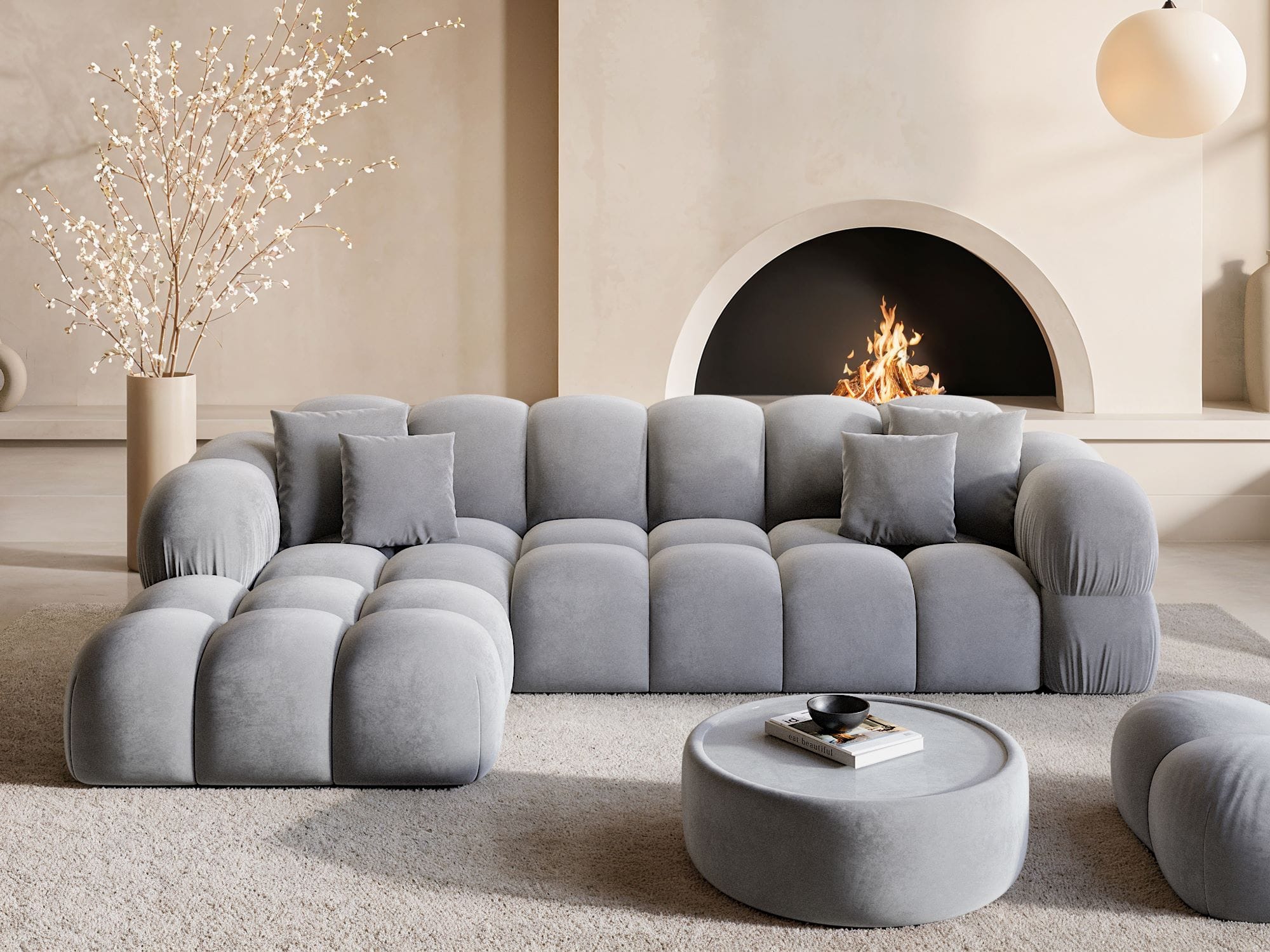 Stoff Ecksofa Monteverde L Form hellgrau