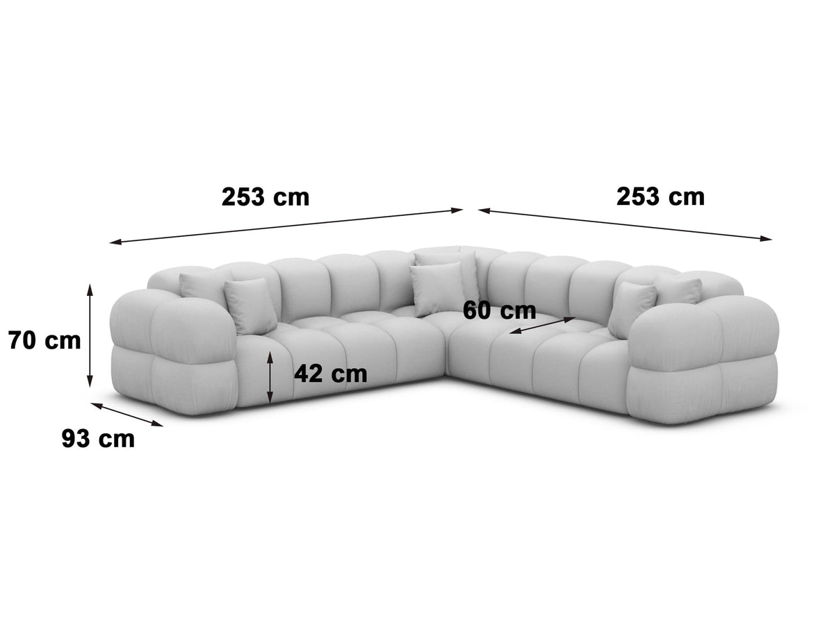 Couch Monteverde L-Form in Stoff Hellgrau