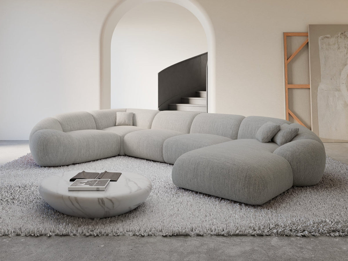 Wohnlandschaft Solverde XL U-Form in Stoff Hellgrau