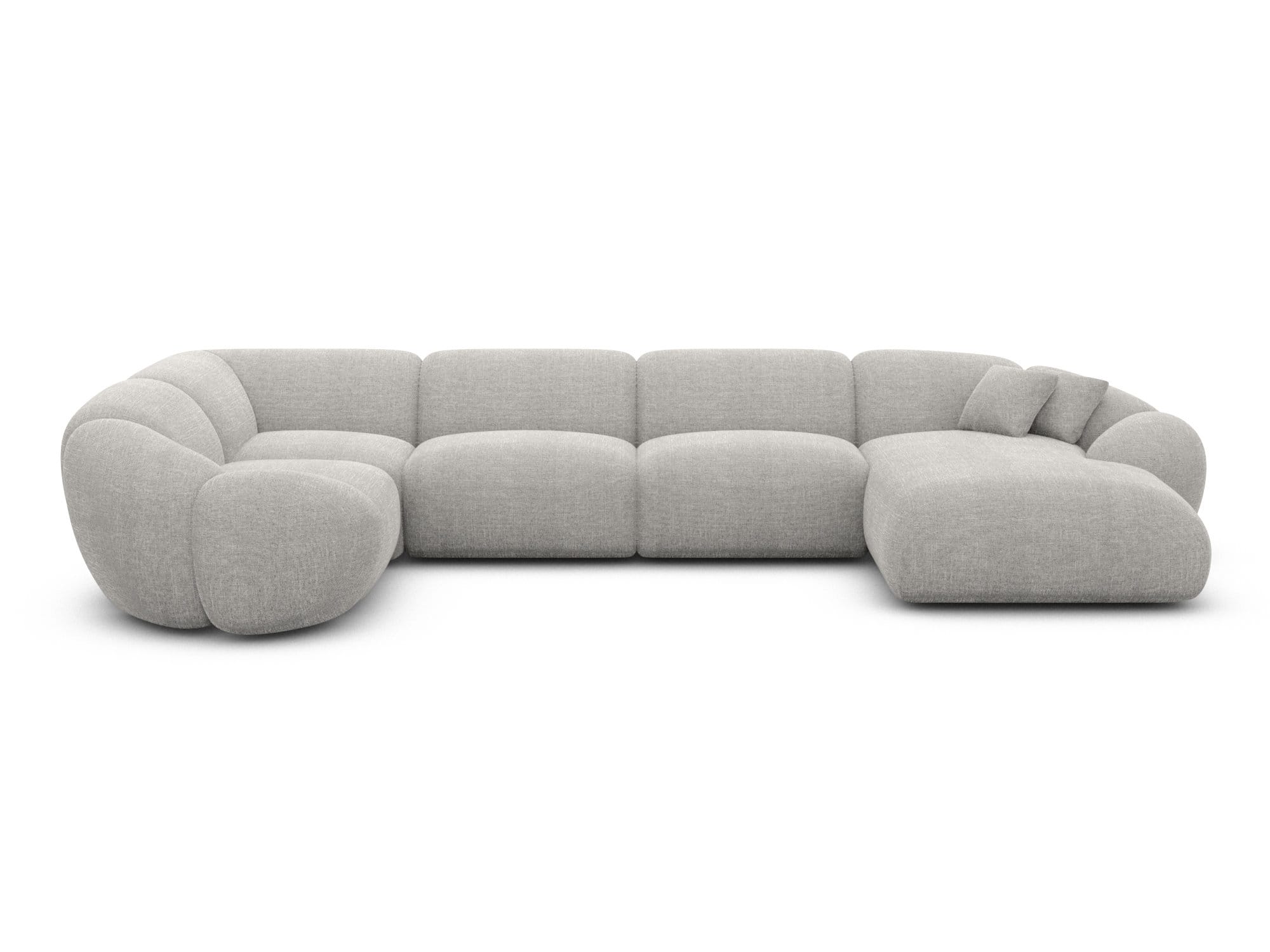 Wohnlandschaft Solverde XL U-Form in Stoff Hellgrau