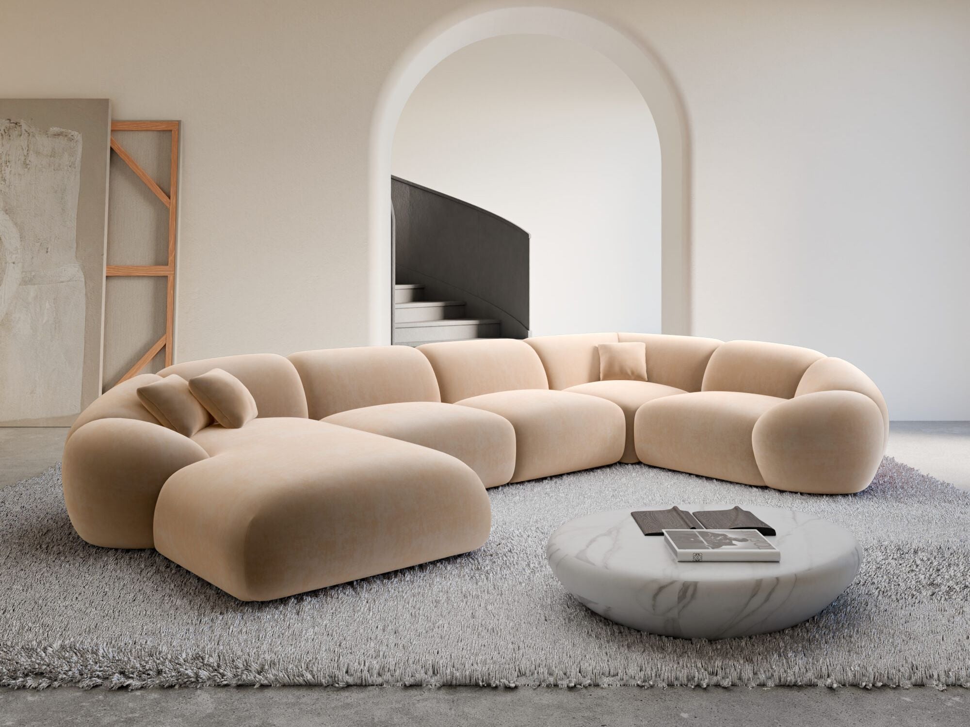 Polster Wohnlandschaft Solverde XL U-Form Beige
