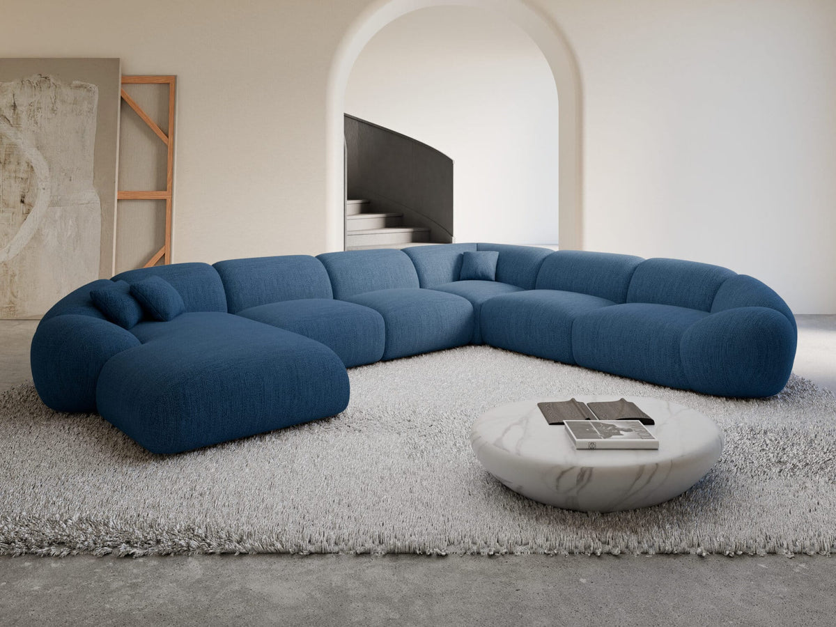 XXL Wohnlandschaft Solverde U-Form aus Stoff Dunkelblau