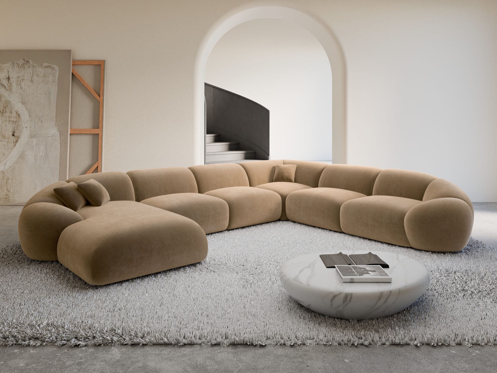 Polster Wohnlandschaft Solverde XXL U-Form Braun