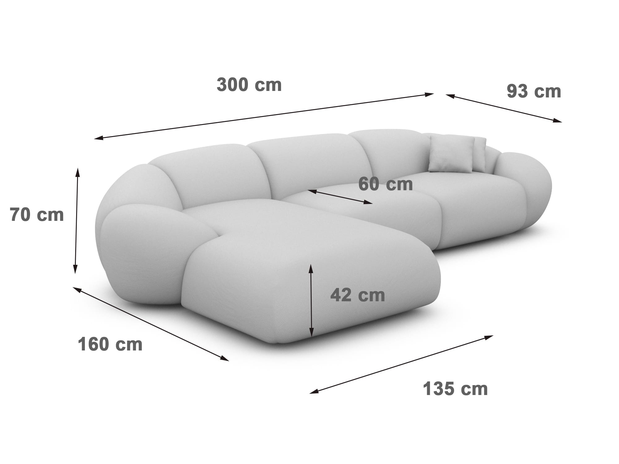 Stoff Ecksofa Solverde L-Form Hellgrau