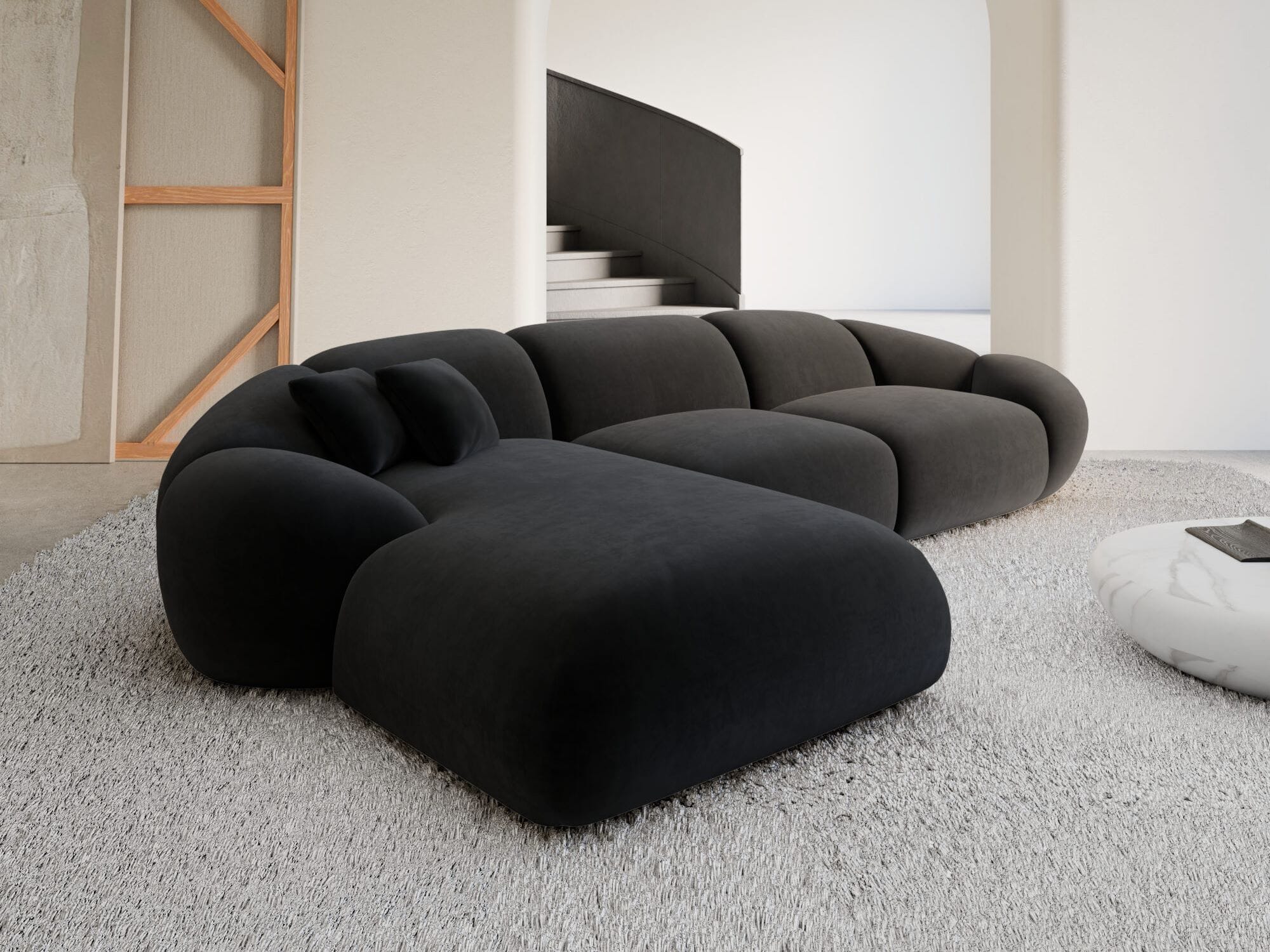 Polster Ecksofa Solverde L Form kurz Schwarz