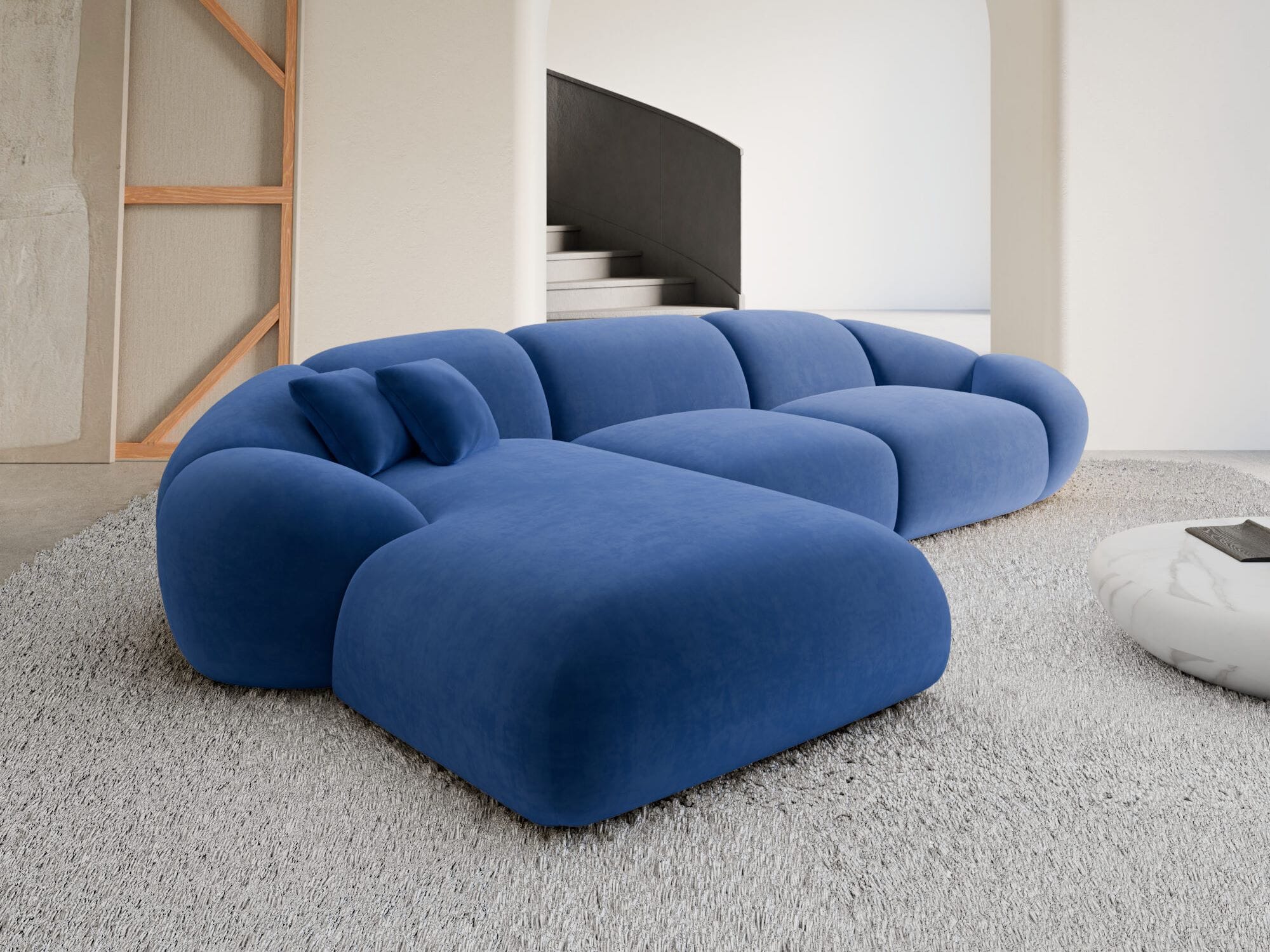 Polster Ecksofa Solverde L Form kurz Dunkelblau