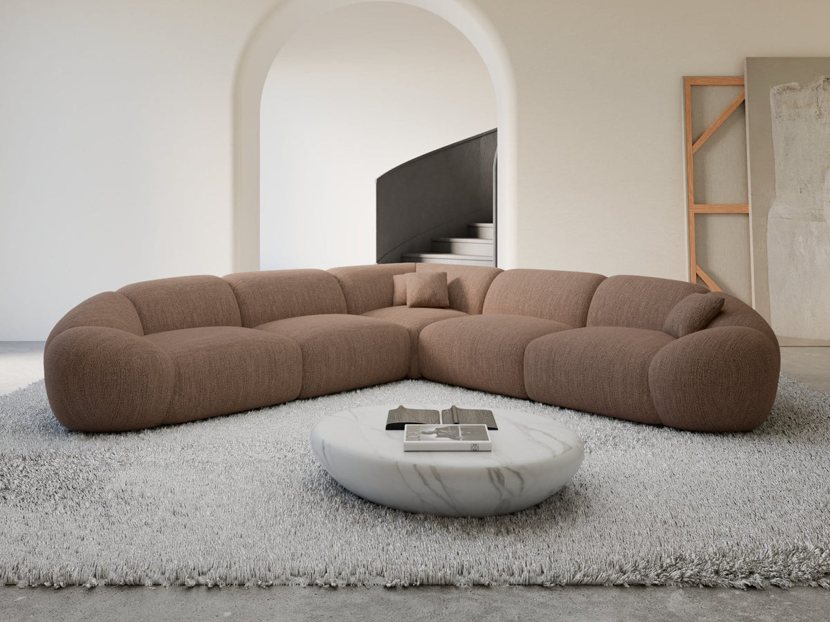 Ecksofa Solverde L-Form aus Stoff Braun