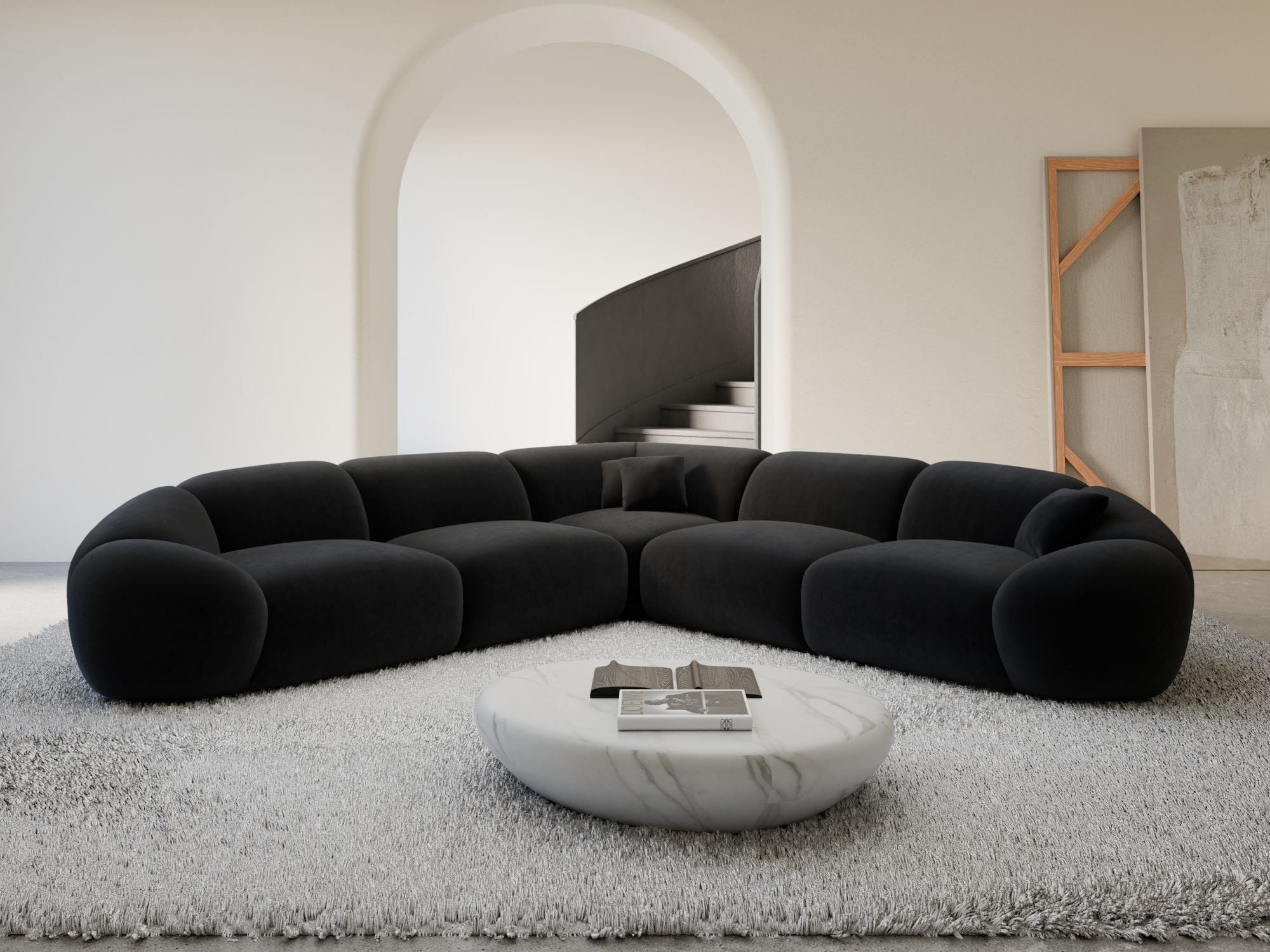 Polster Ecksofa Solverde L Form Schwarz