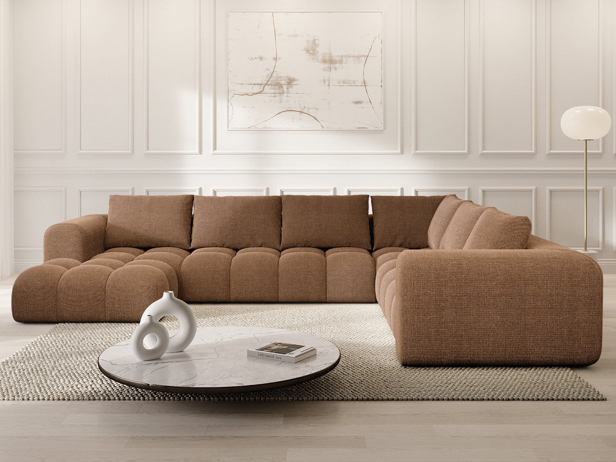 XXL Stoff Wohnlandschaft Casaluna U-Form Braun