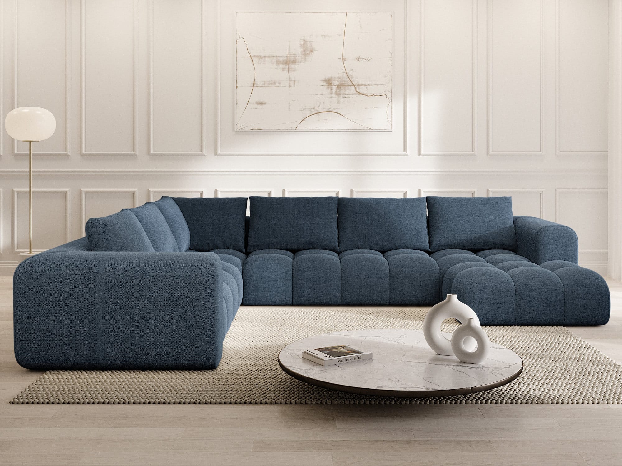 XXL Stoff Wohnlandschaft Casaluna U-Form dunkelblau