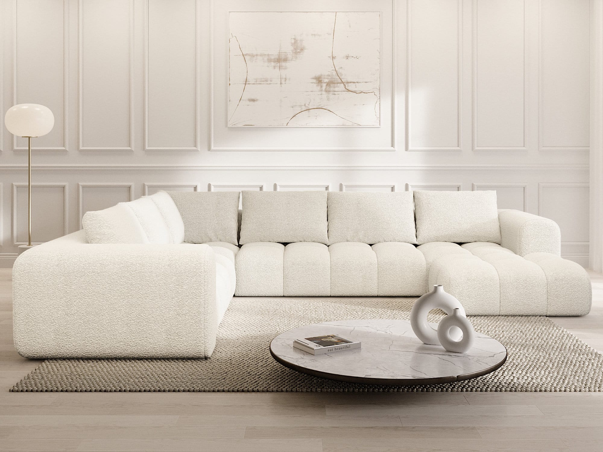 XXL Stoff Wohnlandschaft Casaluna U-Form Weiß