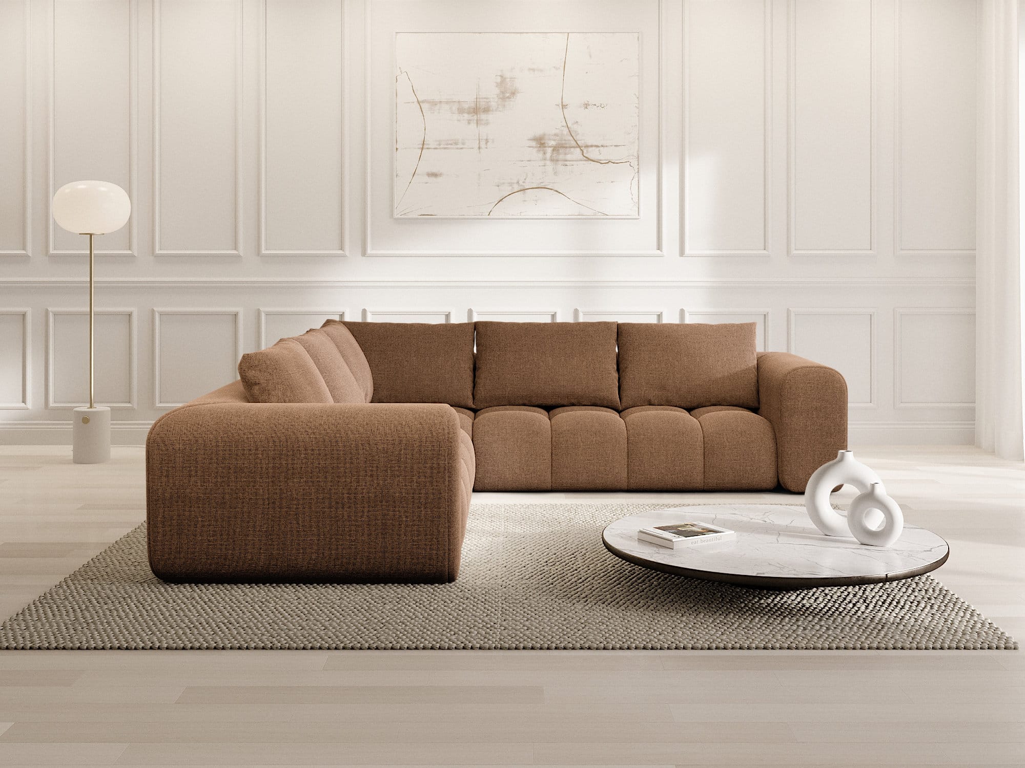 Couch Casaluna L-Form in Stoff Braun