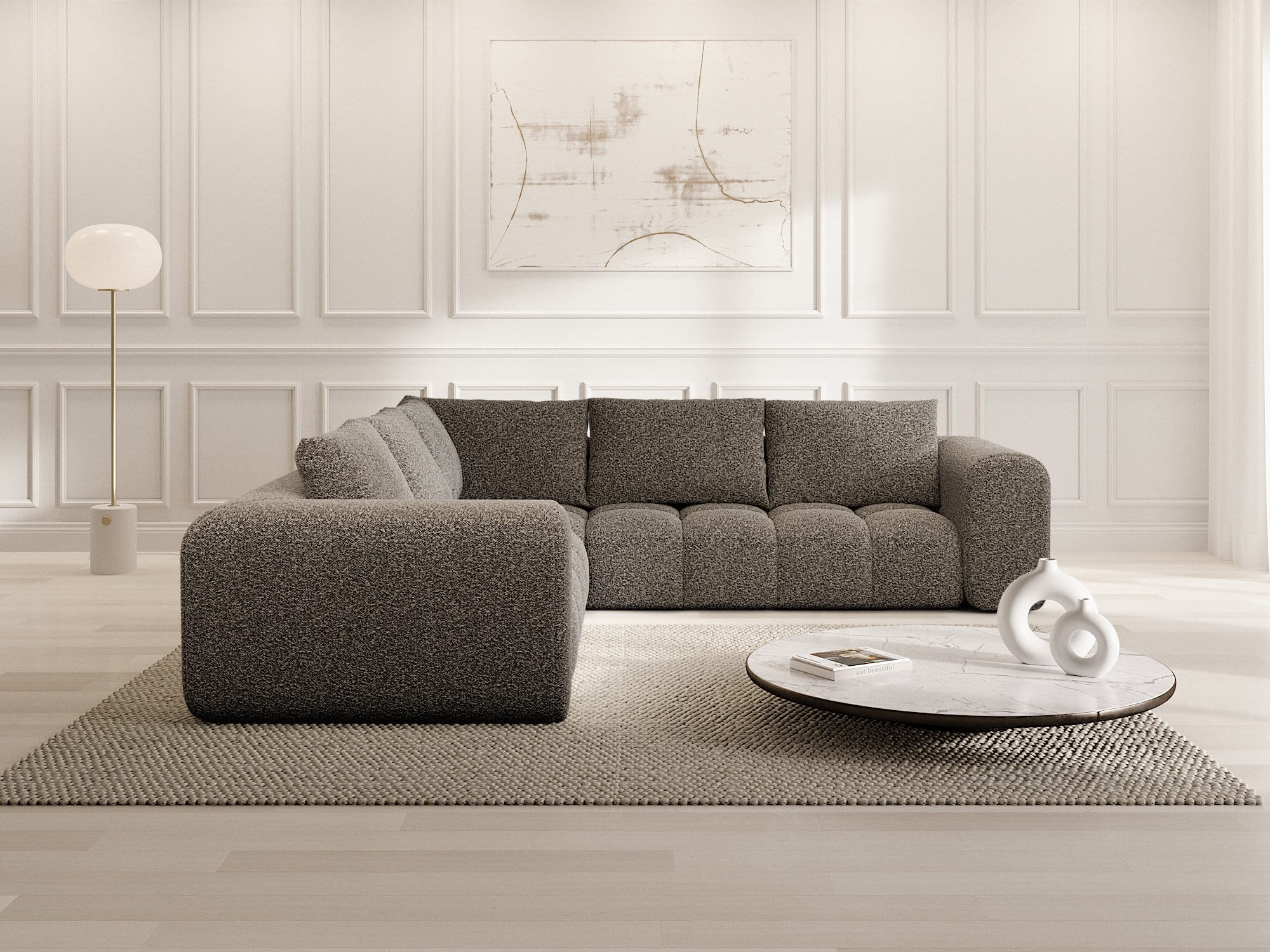 Couch Casaluna L-Form in Stoff Graphite