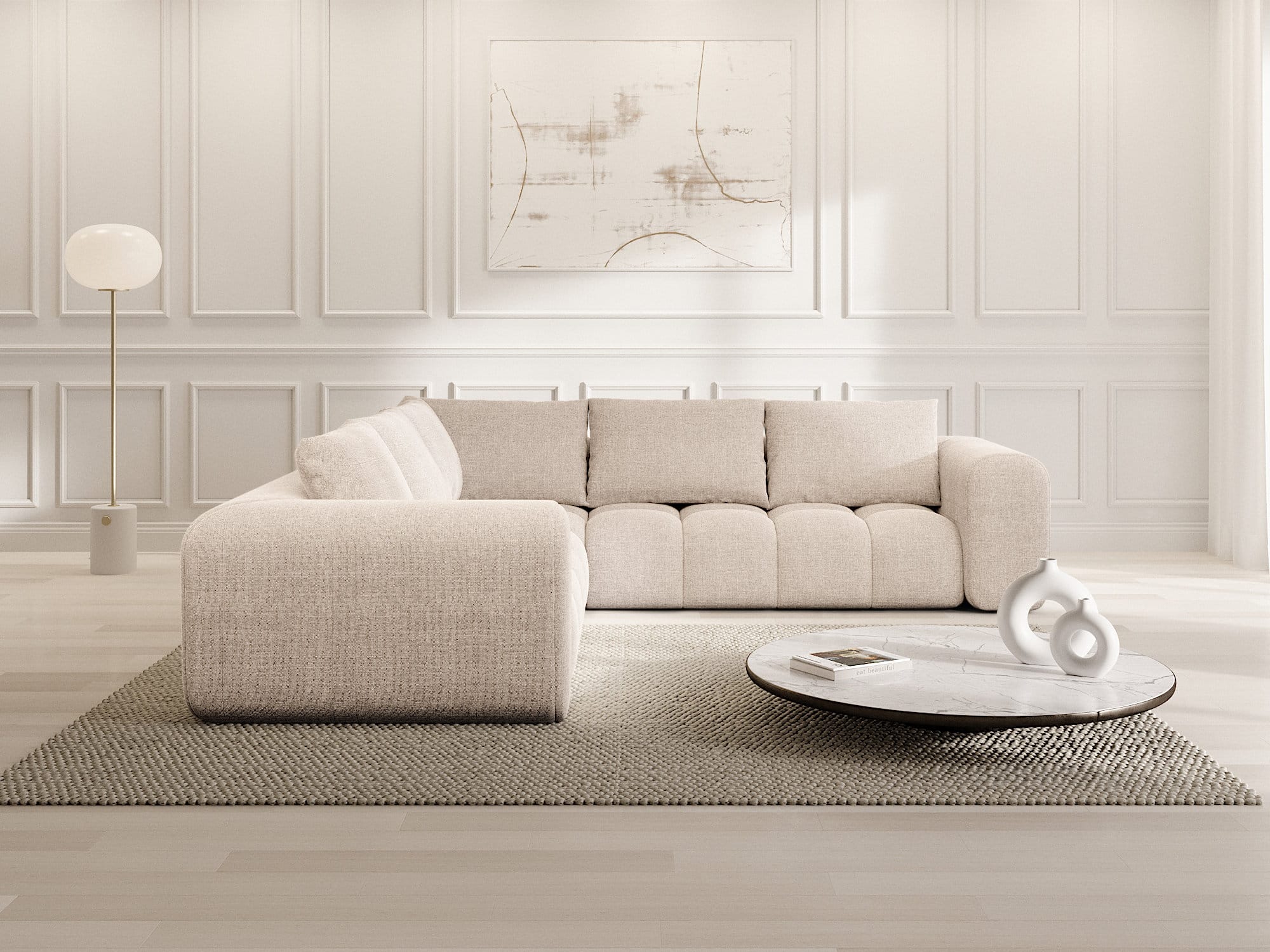 Couch Casaluna L Form in Stoff beige