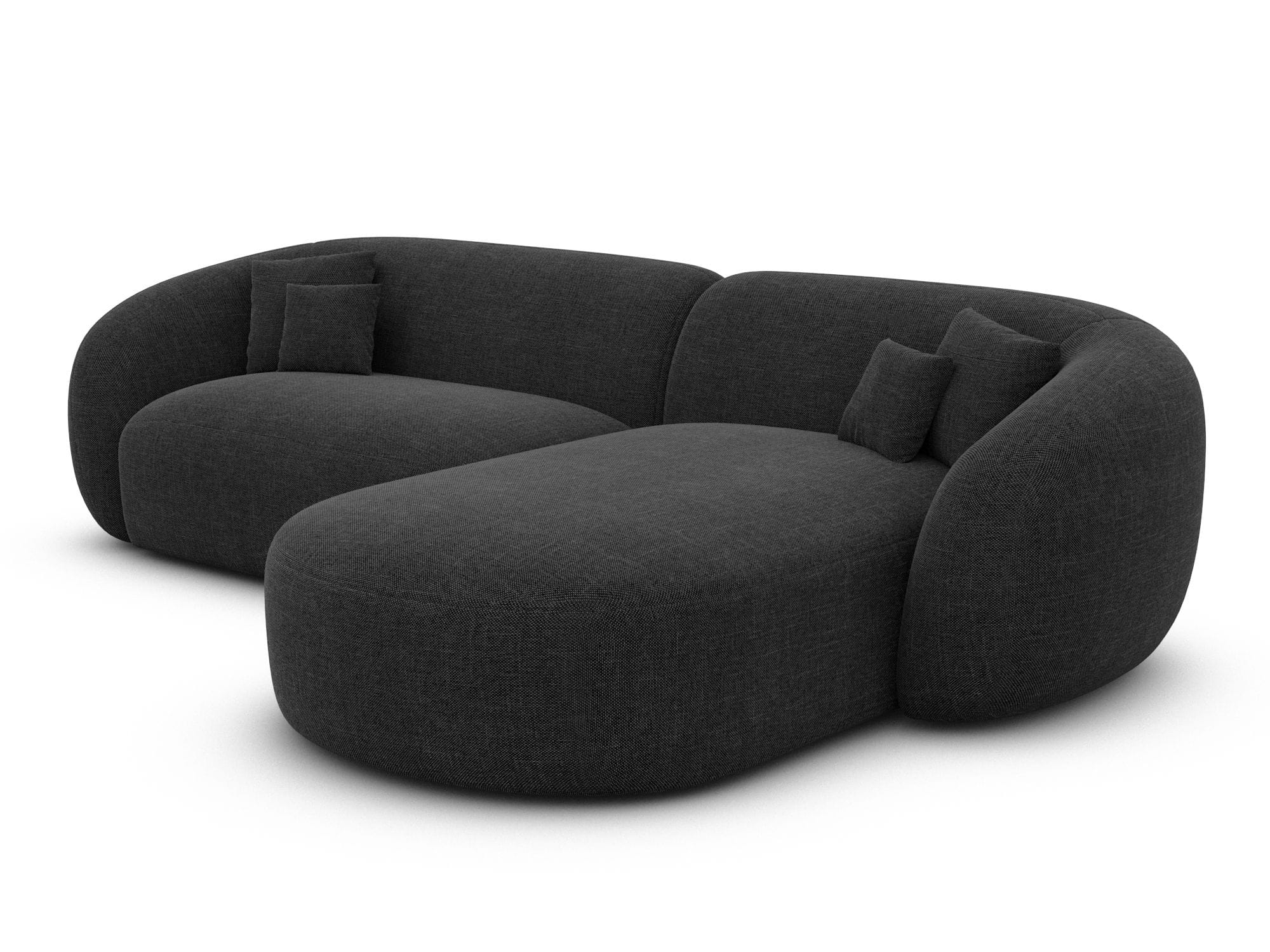 Stoff Ecksofa Sorelia L Form Kurz schwarz