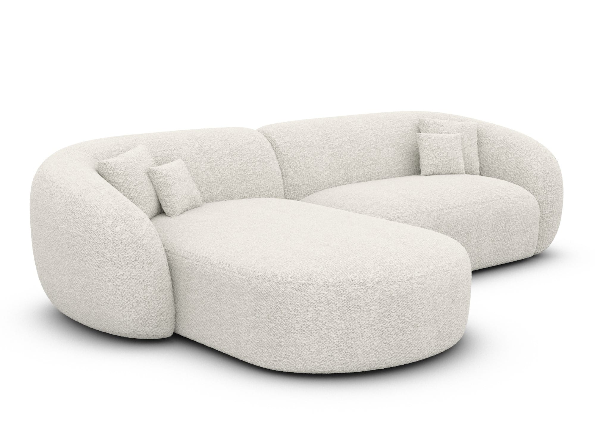 Stoff Ecksofa Sorelia L-Form Kurz Weiß