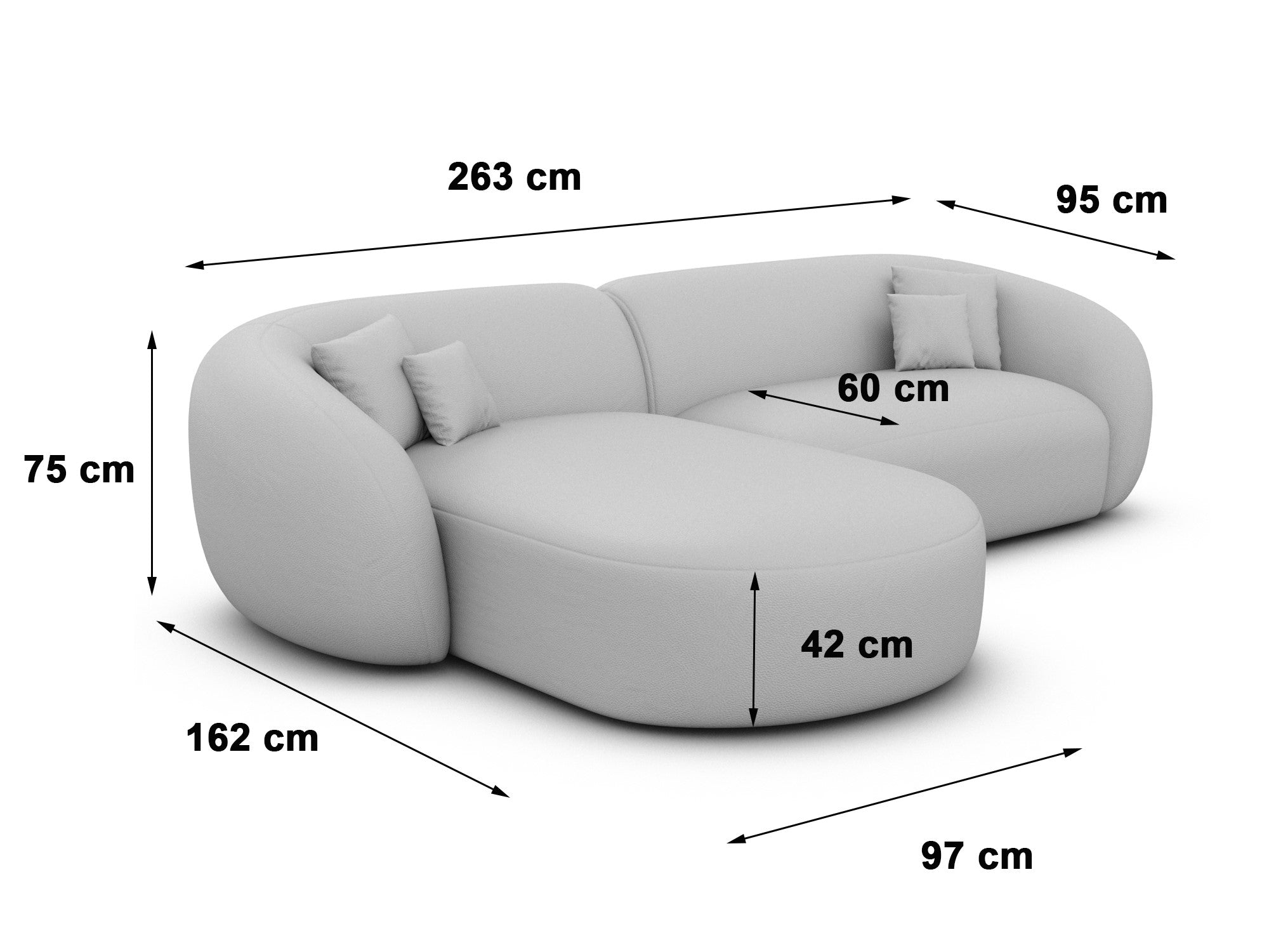 Polster Ecksofa Sorelia L Form kurz Beige