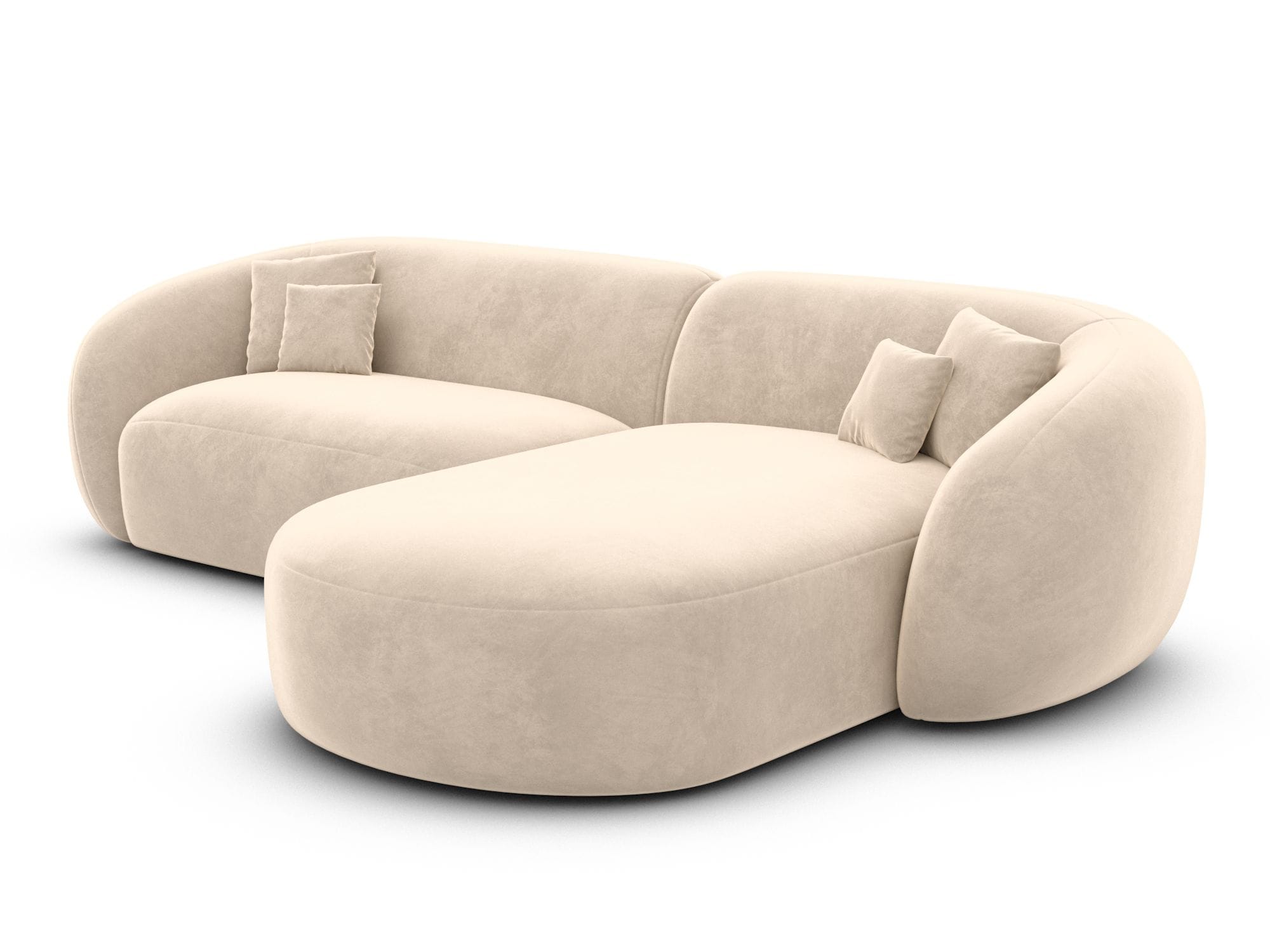 Stoff Ecksofa Sorelia L-Form Kurz Creme