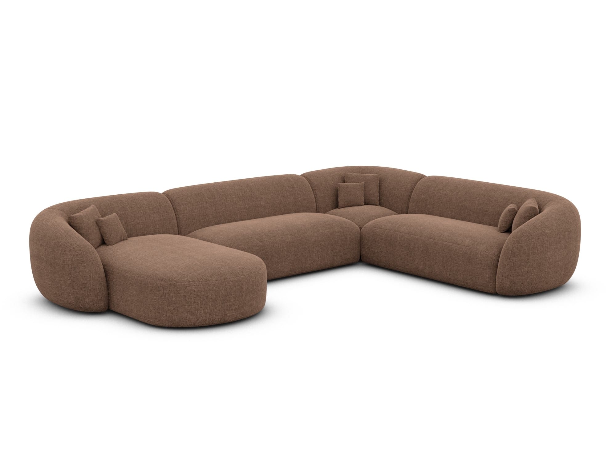 XXL Wohnlandschaft Sorelia U-Form aus Stoff Braun
