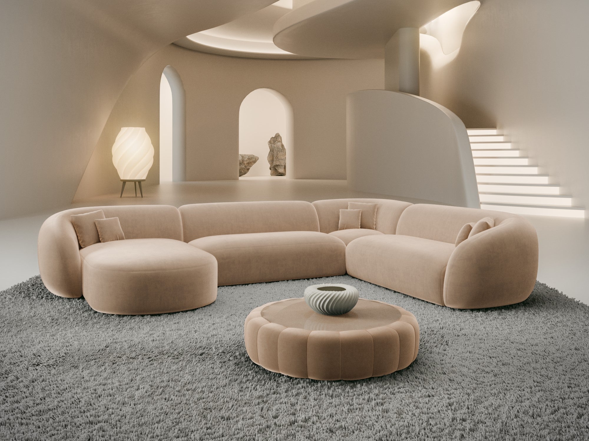 Polster Wohnlandschaft Sorelia XXL U-Form Beige