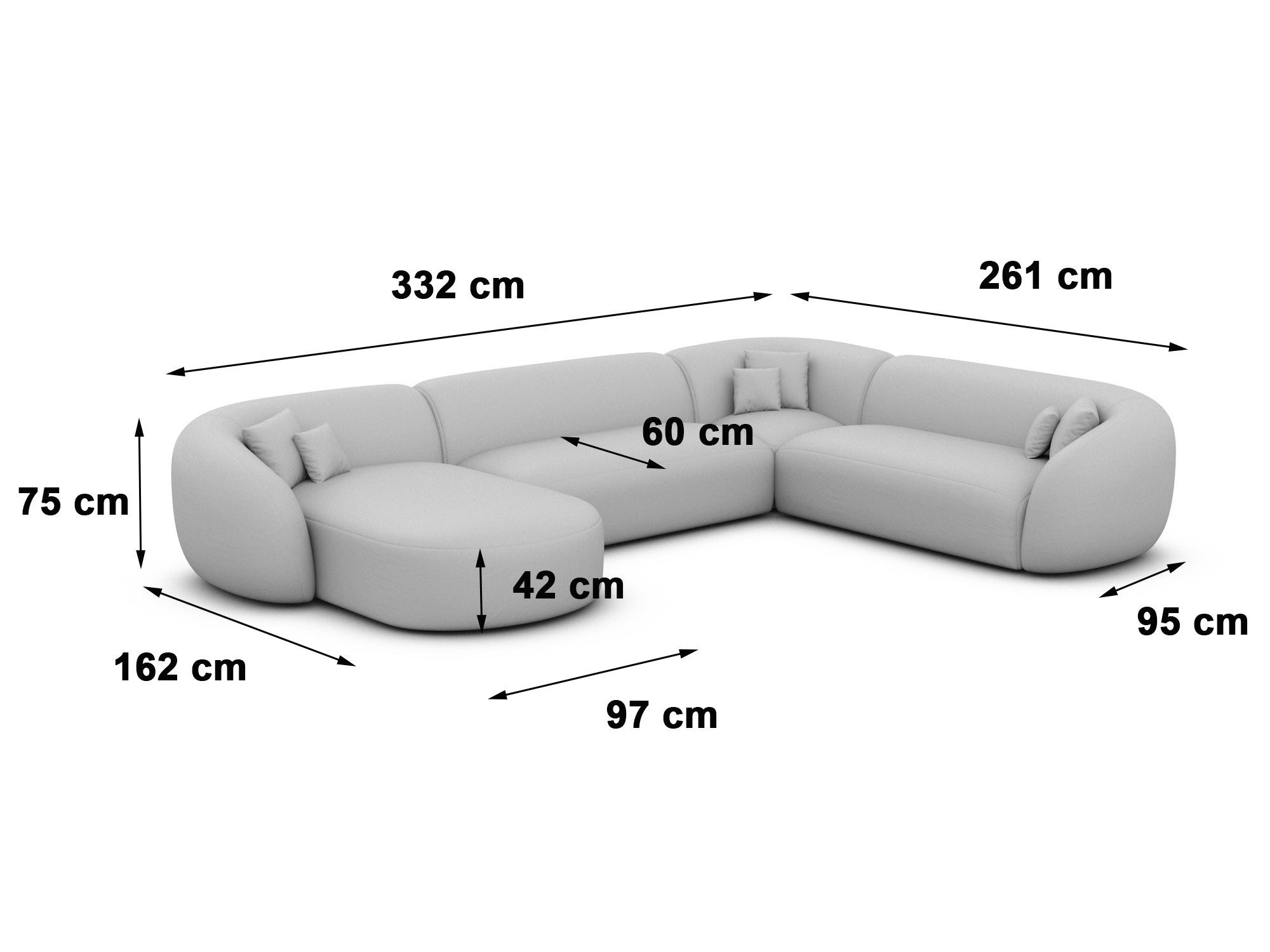 Polster Wohnlandschaft Sorelia XXL U-Form Beige