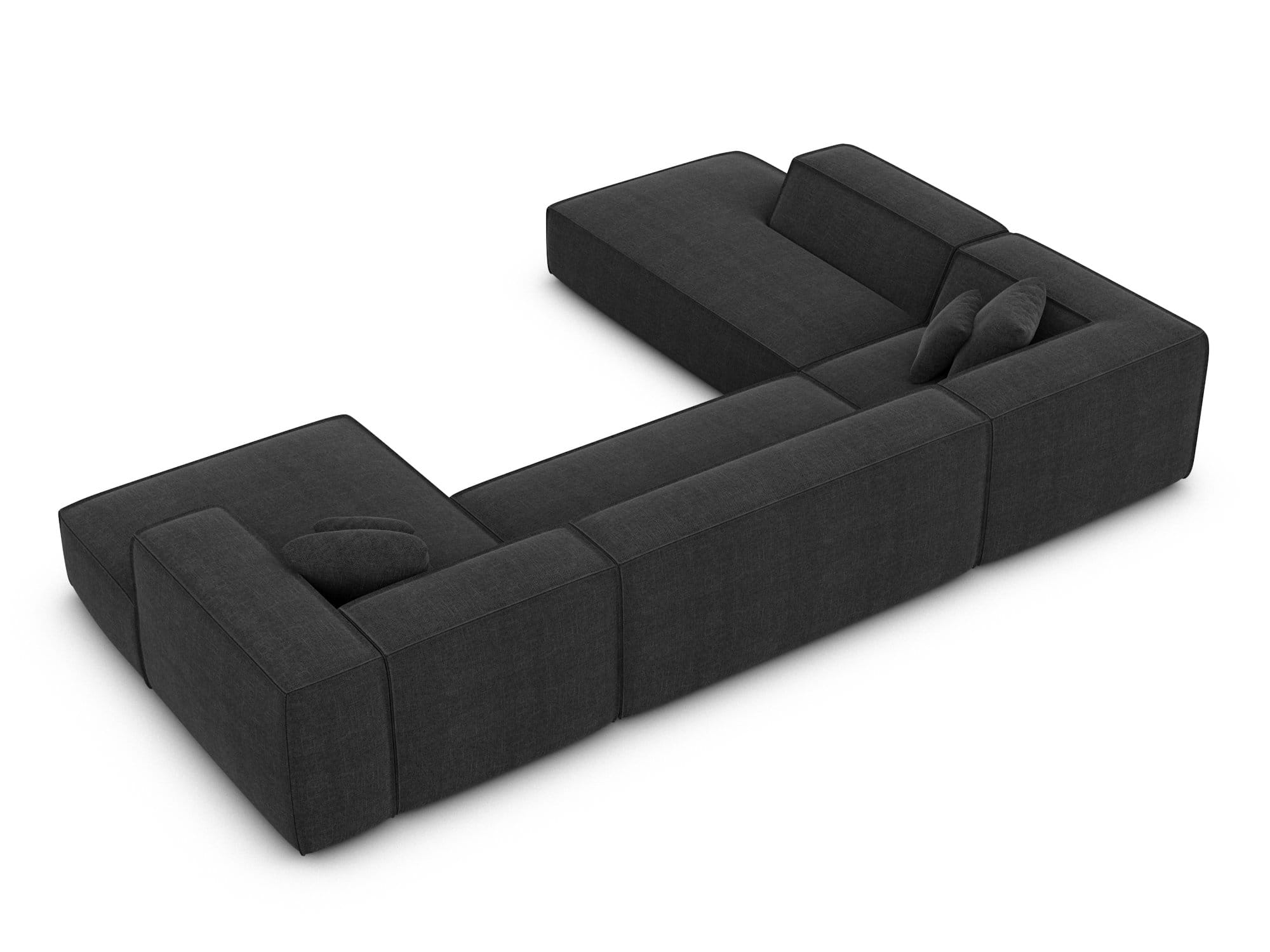 Wohnlandschaft Liranda Lounge U-Form aus Stoff Schwarz