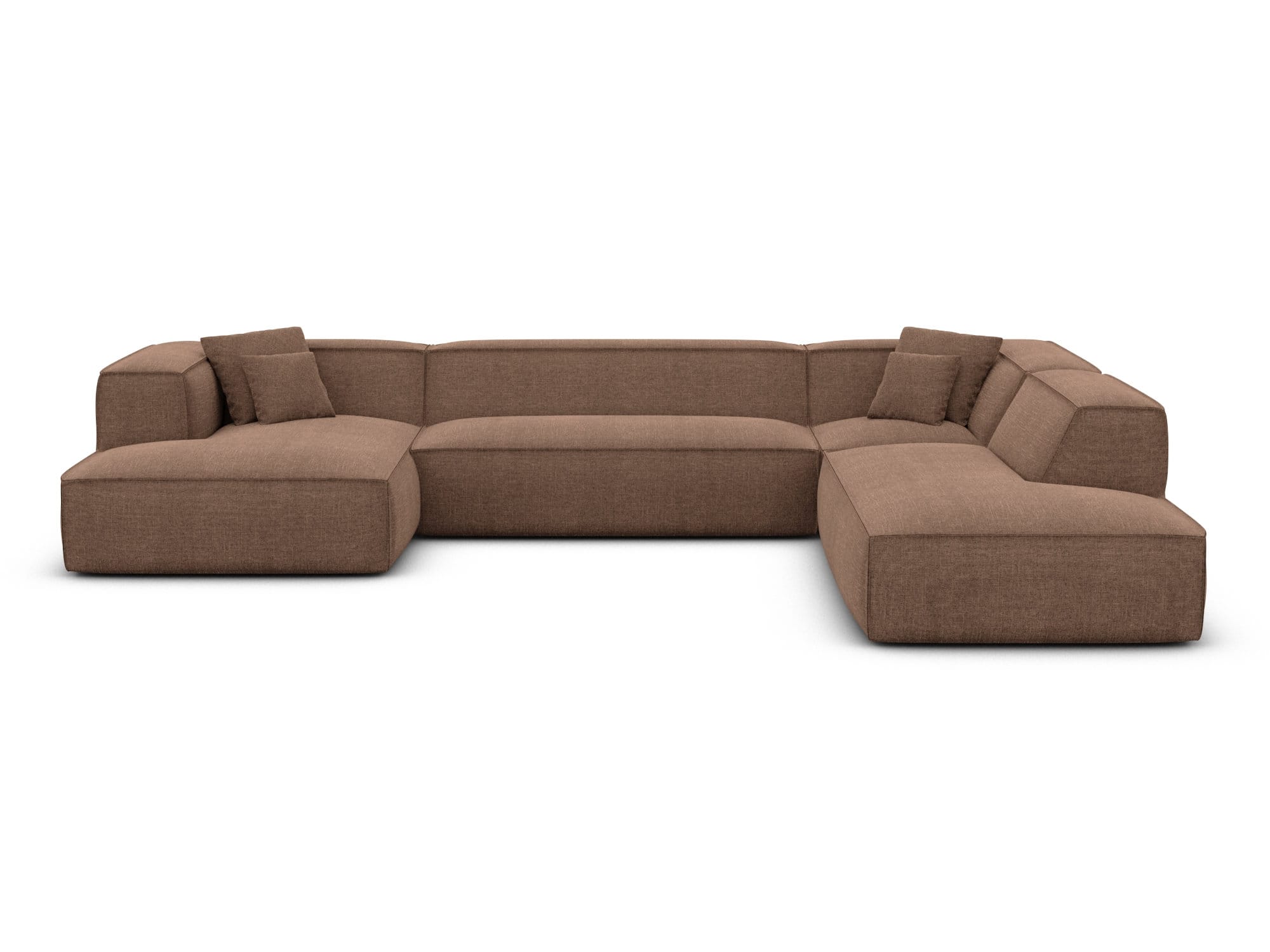 Wohnlandschaft Liranda Lounge U-Form aus Stoff braun