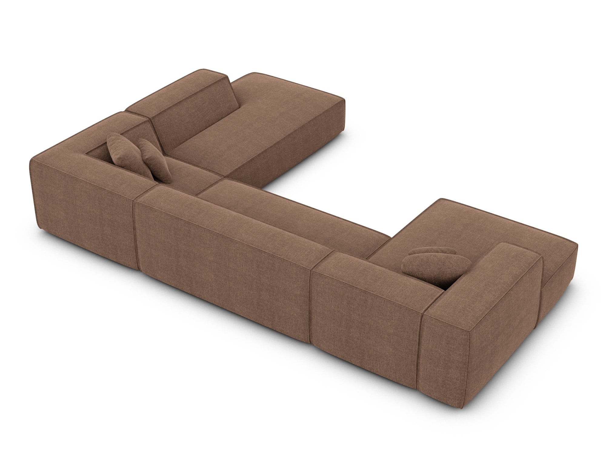 Wohnlandschaft Liranda Lounge U-Form aus Stoff braun