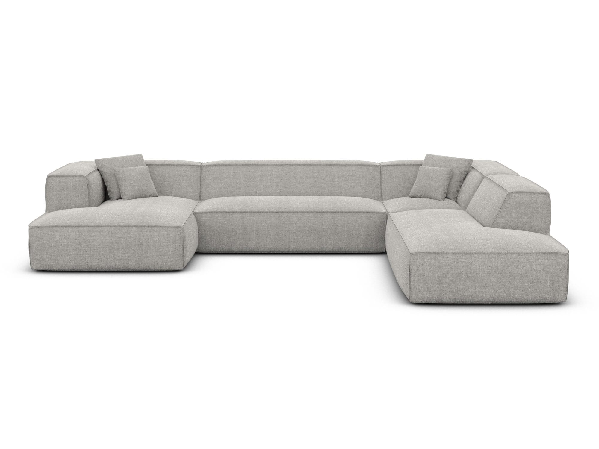 Wohnlandschaft Liranda Lounge U Form aus Stoff hellgrau