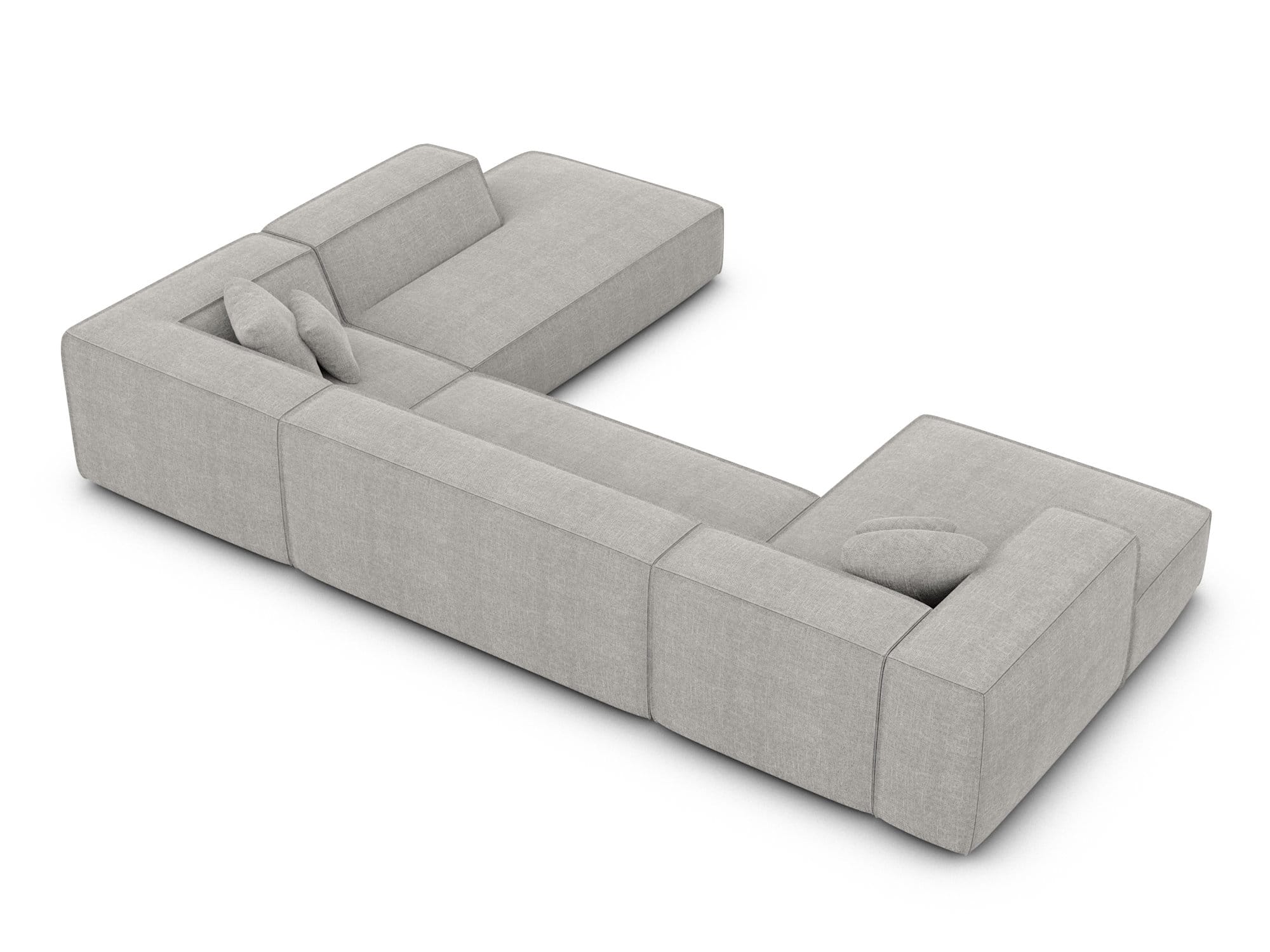 Wohnlandschaft Liranda Lounge U Form aus Stoff hellgrau