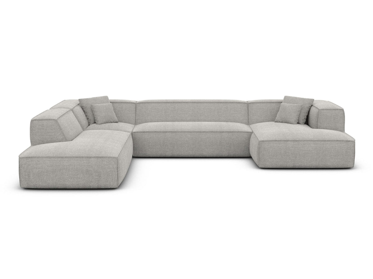 Wohnlandschaft Liranda Lounge U-Form aus Stoff Hellgrau