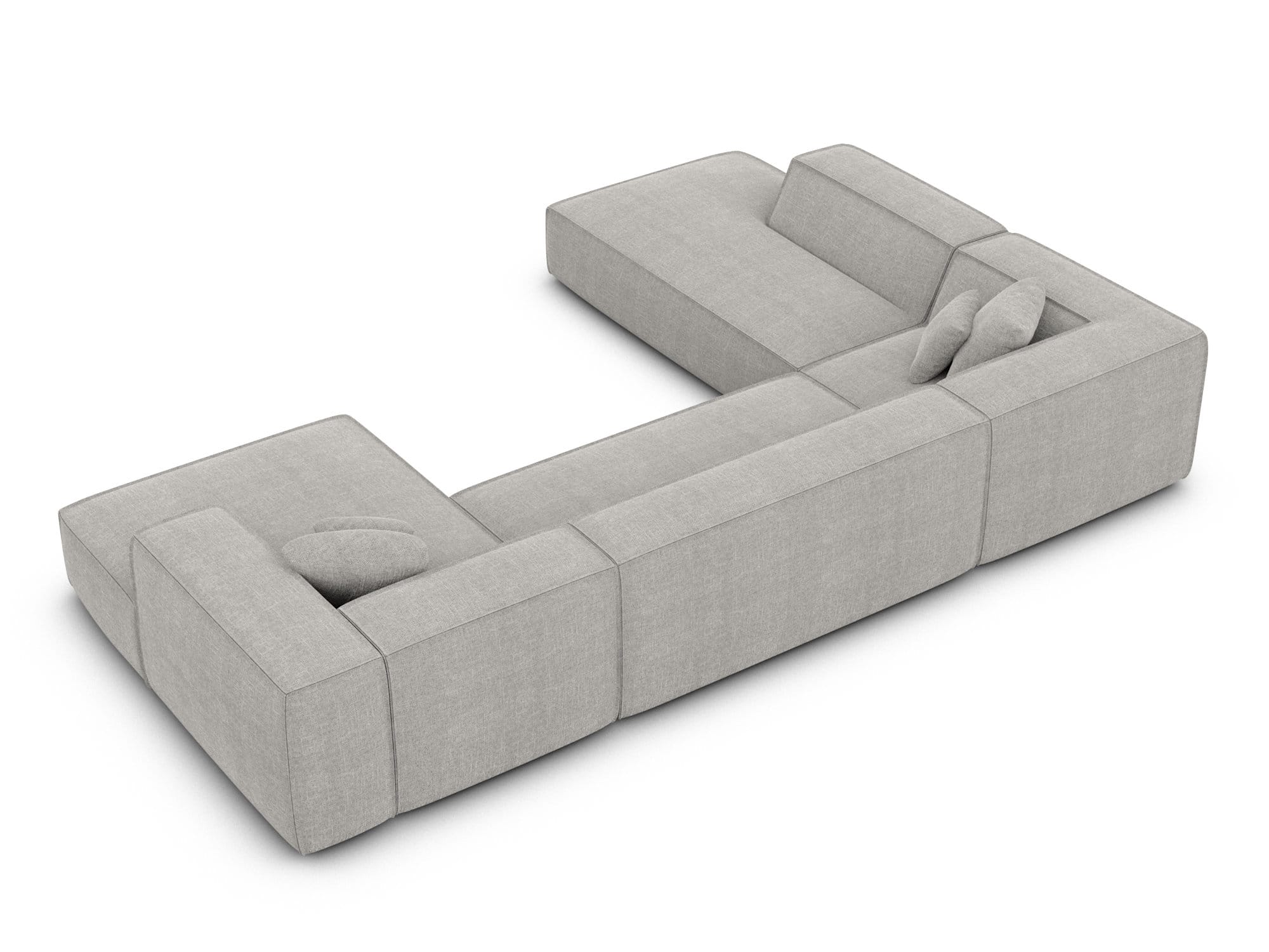 Wohnlandschaft Liranda Lounge U-Form aus Stoff Hellgrau