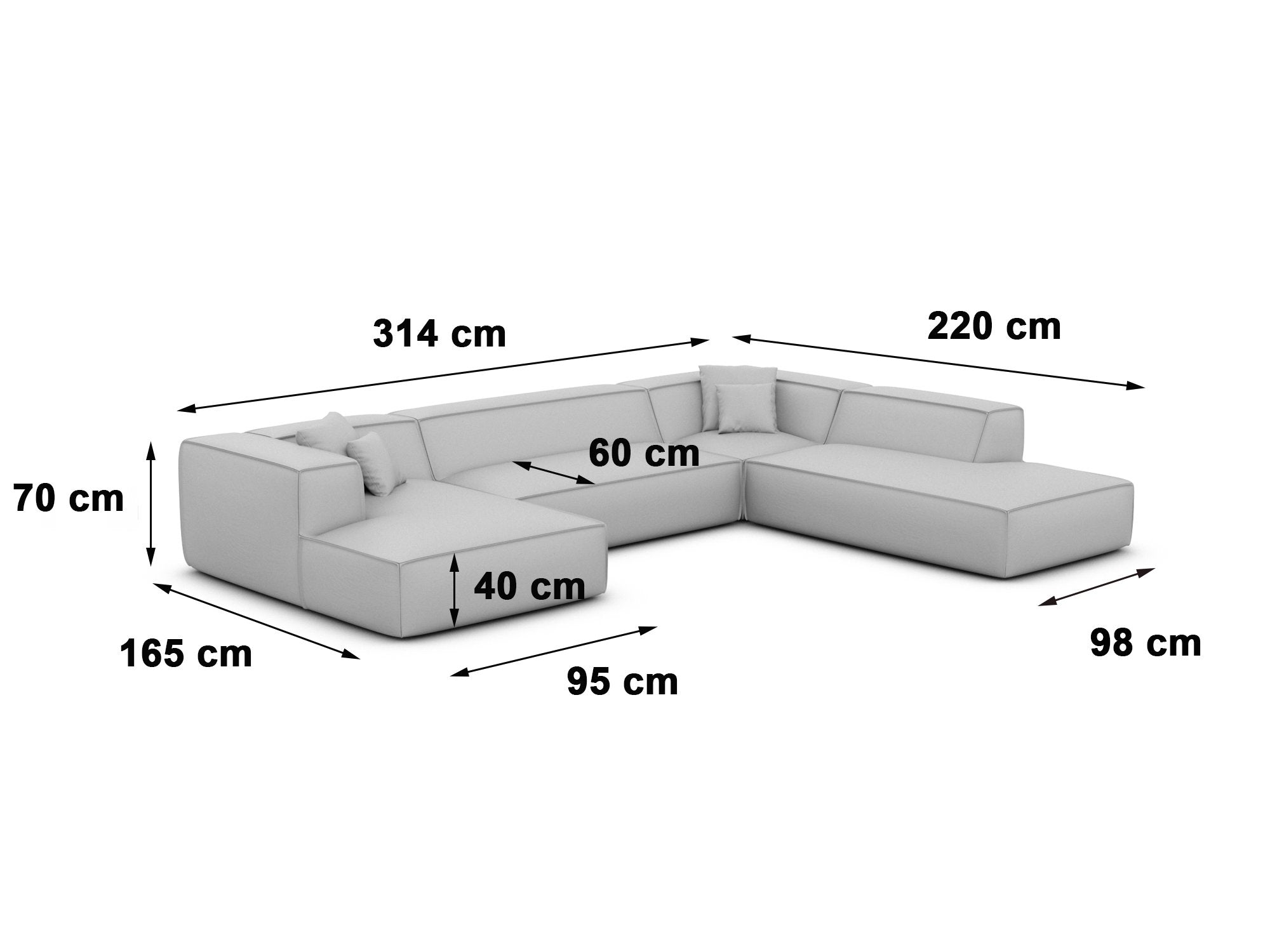 Polster Wohnlandschaft Liranda U-Form Lounge Beige