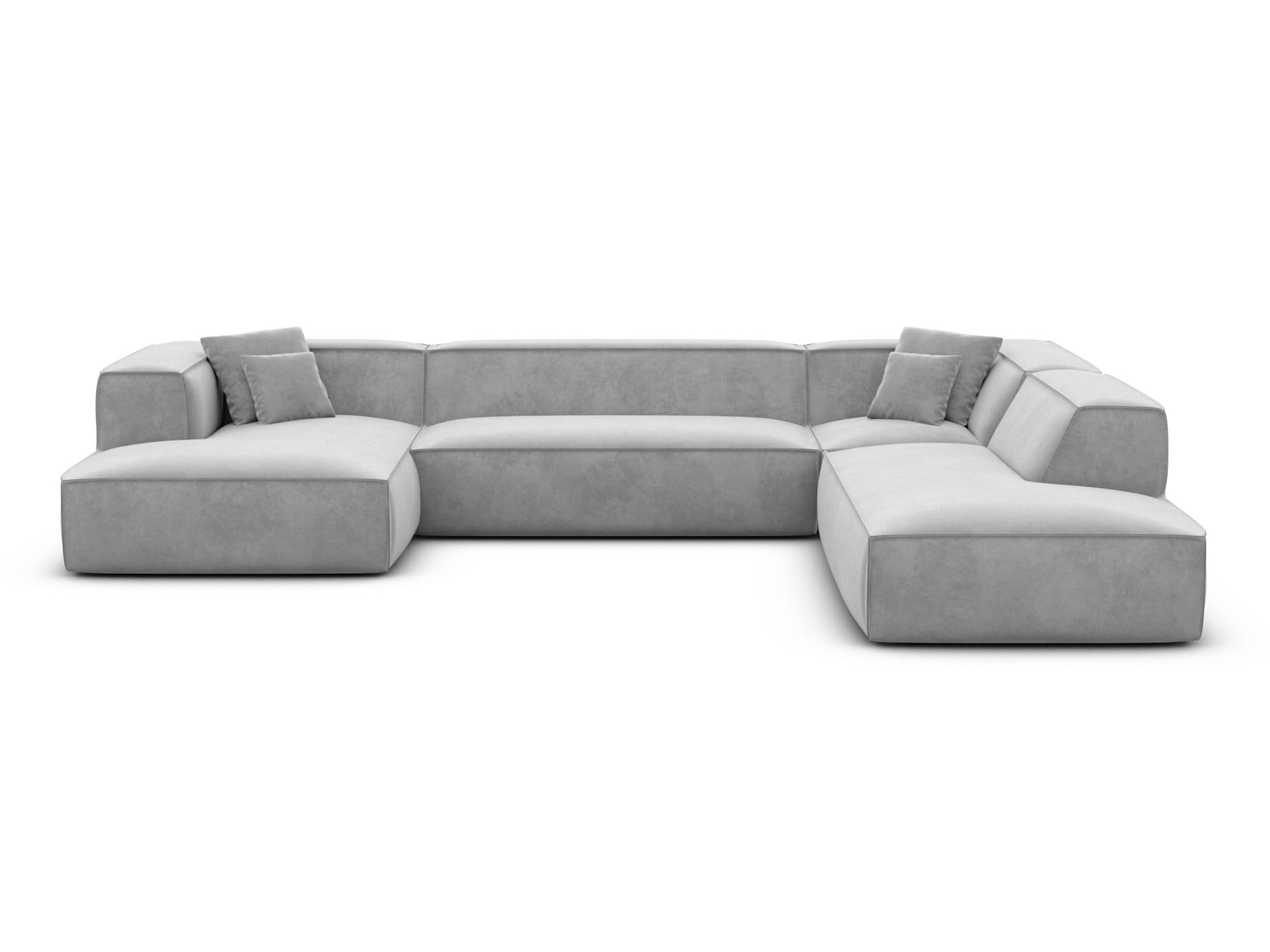 Wohnlandschaft Liranda Lounge U-Form aus Stoff Hellgrau