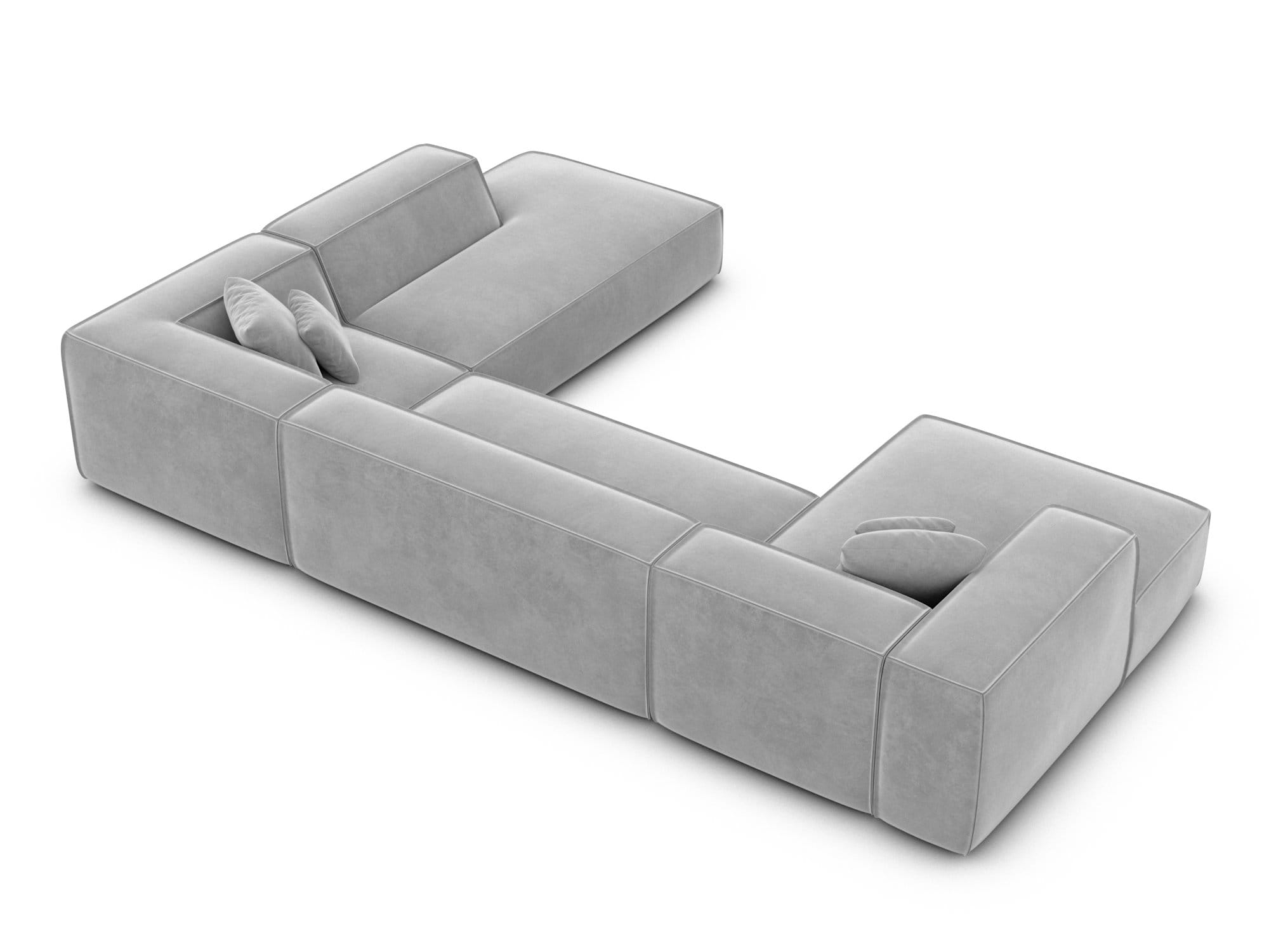 Wohnlandschaft Liranda Lounge U-Form aus Stoff Hellgrau
