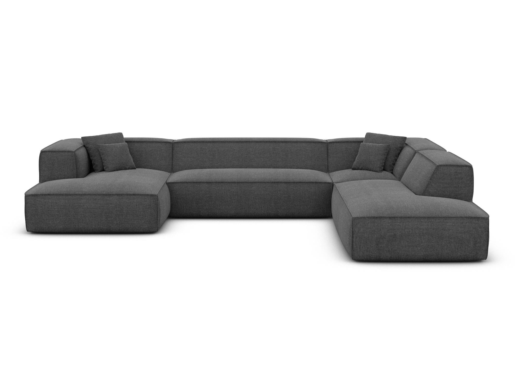 Wohnlandschaft Liranda Lounge U-Form aus Stoff Anthrazit